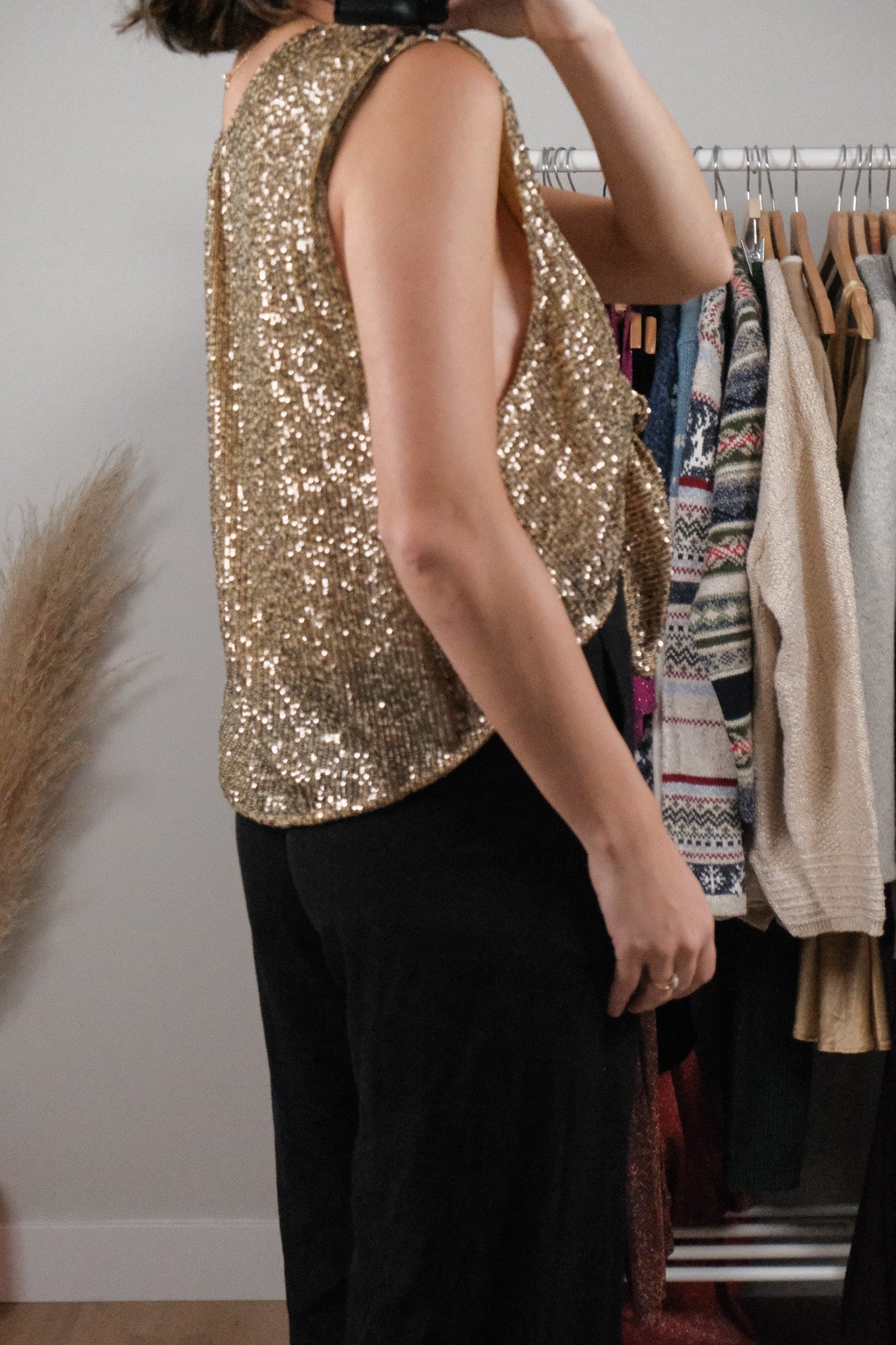 Free People x Sequin Tie Tank (M)