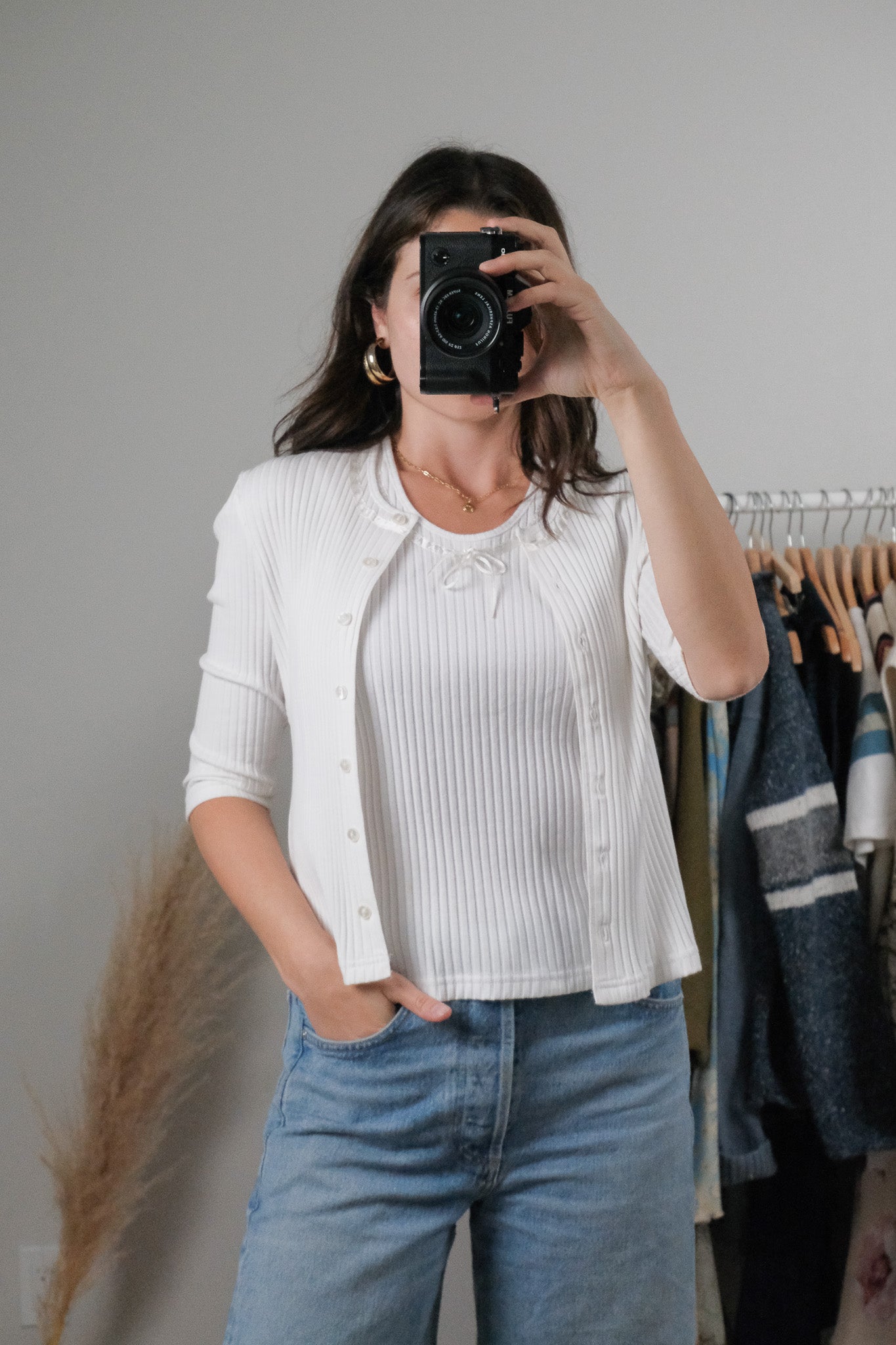 Vintage x 2 Piece Tank + Cardigan Set (S/M)