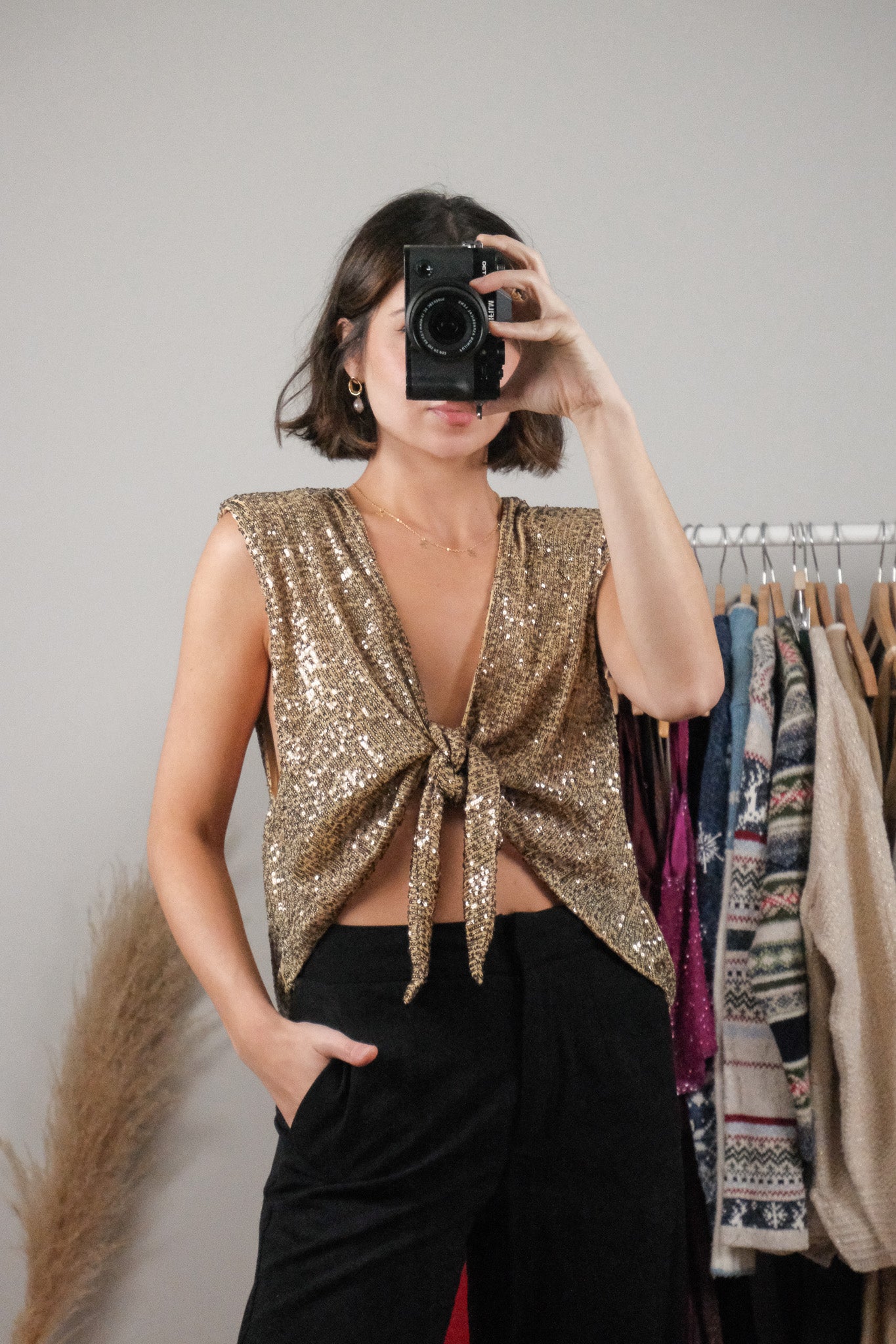 Free People x Sequin Tie Tank (M)