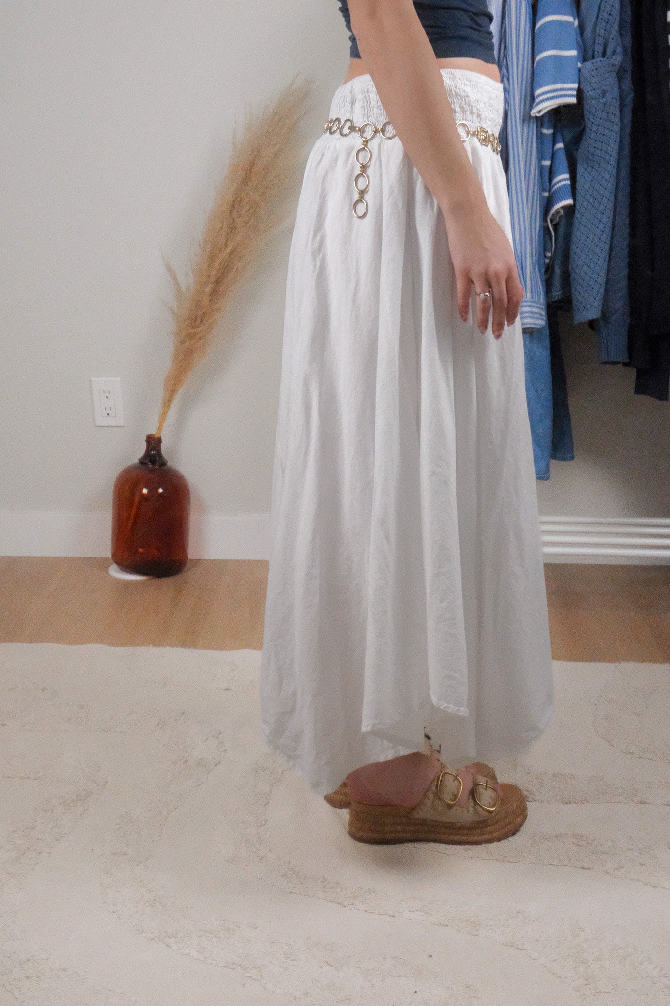 Vintage x Cotton Asymmetrical Midi Skirt (L)