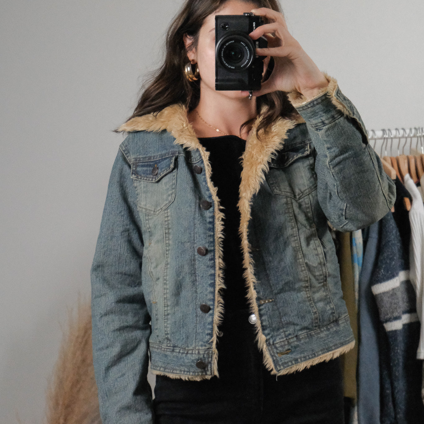 Vintage x Denim Faux Fur Jacket (S/M)
