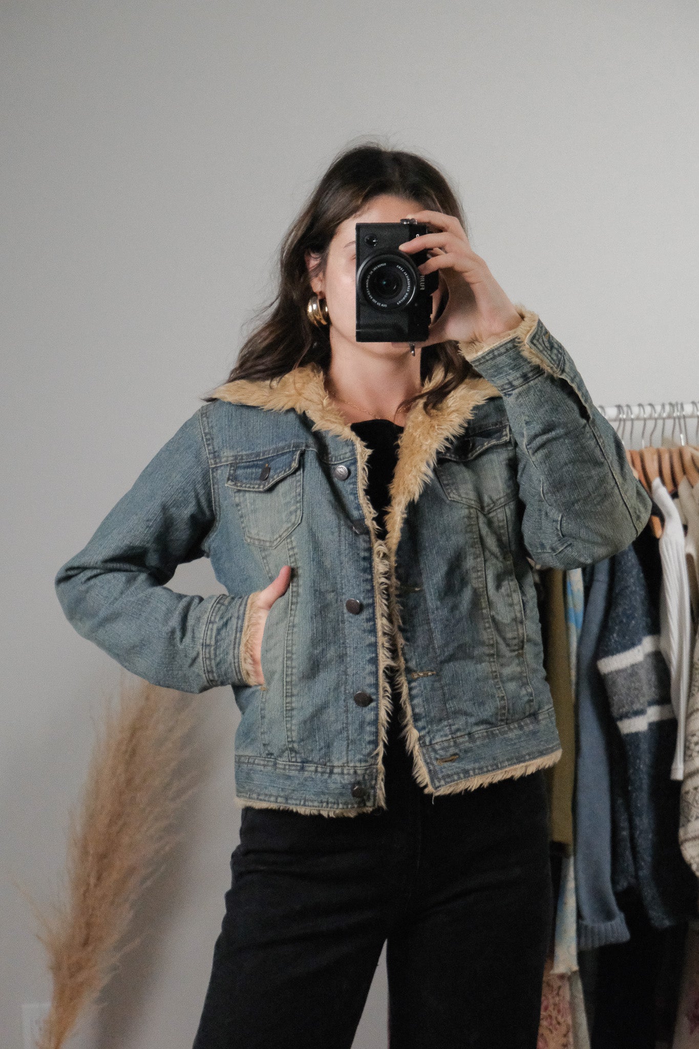 Vintage x Denim Faux Fur Jacket (S/M)