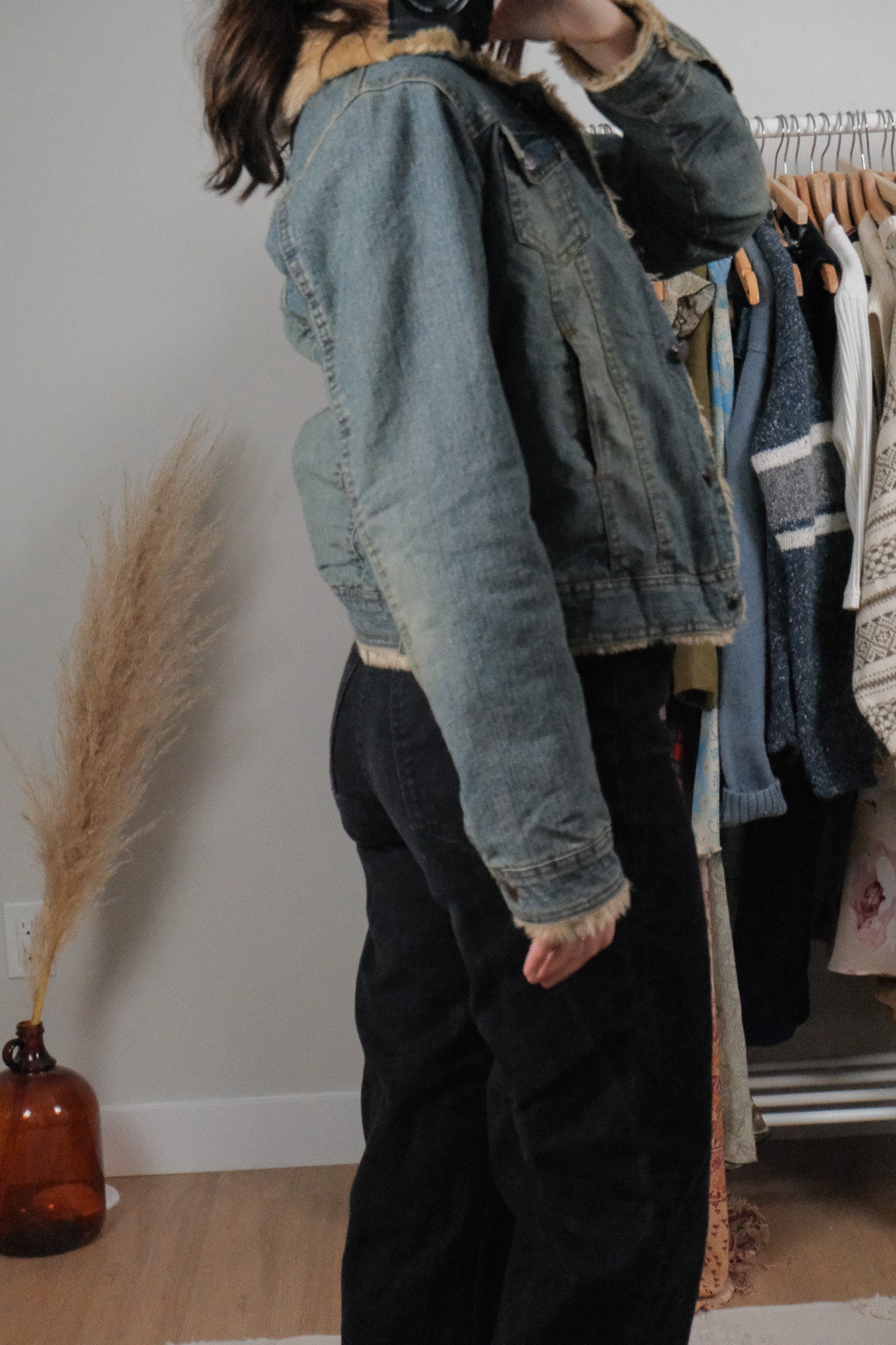 Vintage x Denim Faux Fur Jacket (S/M)