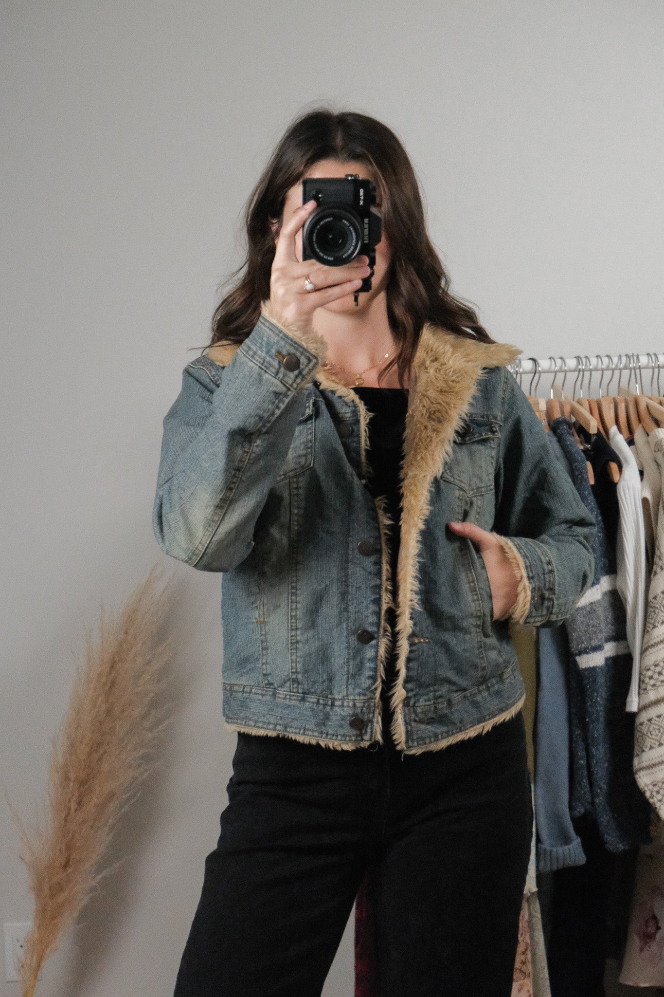 Vintage x Denim Faux Fur Jacket (S/M)