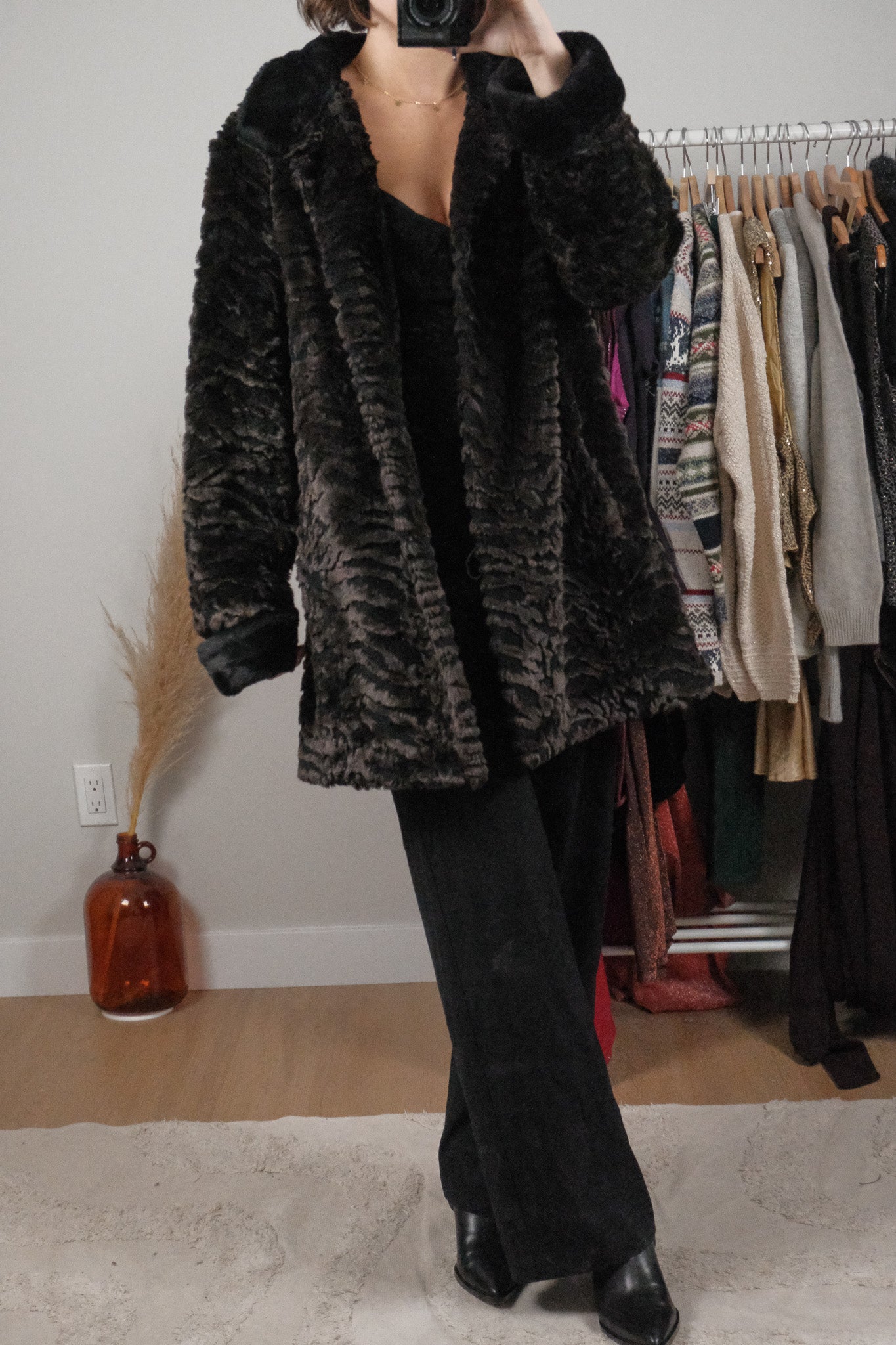 Vintage x Faux Fur Patterned Jacket (8-12)