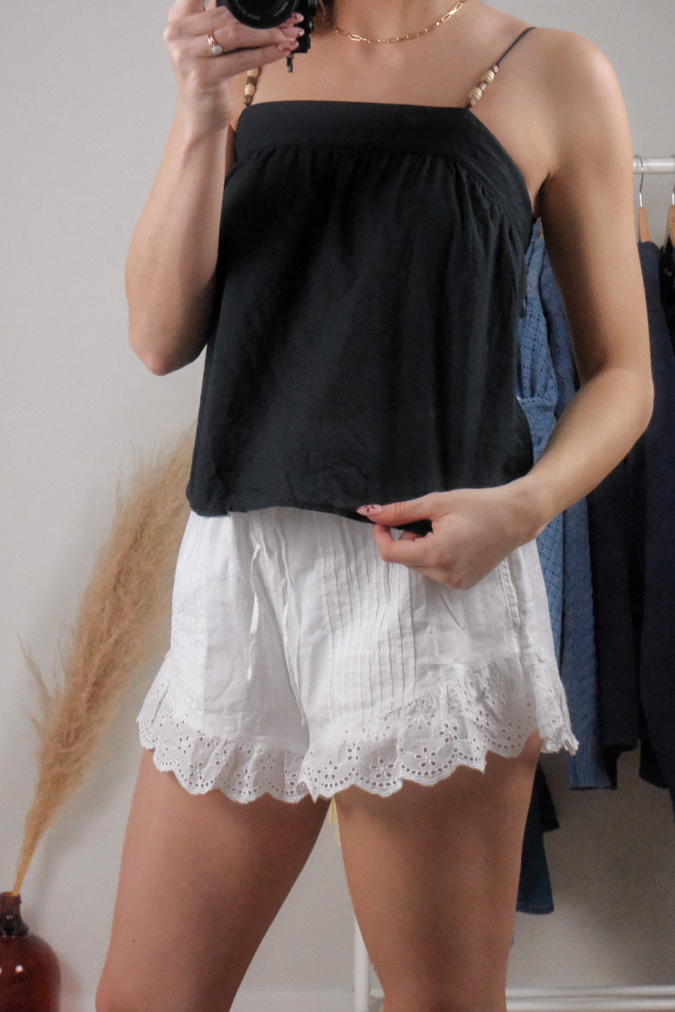 Modern x Cotton Beaded Open Back Top (XS)