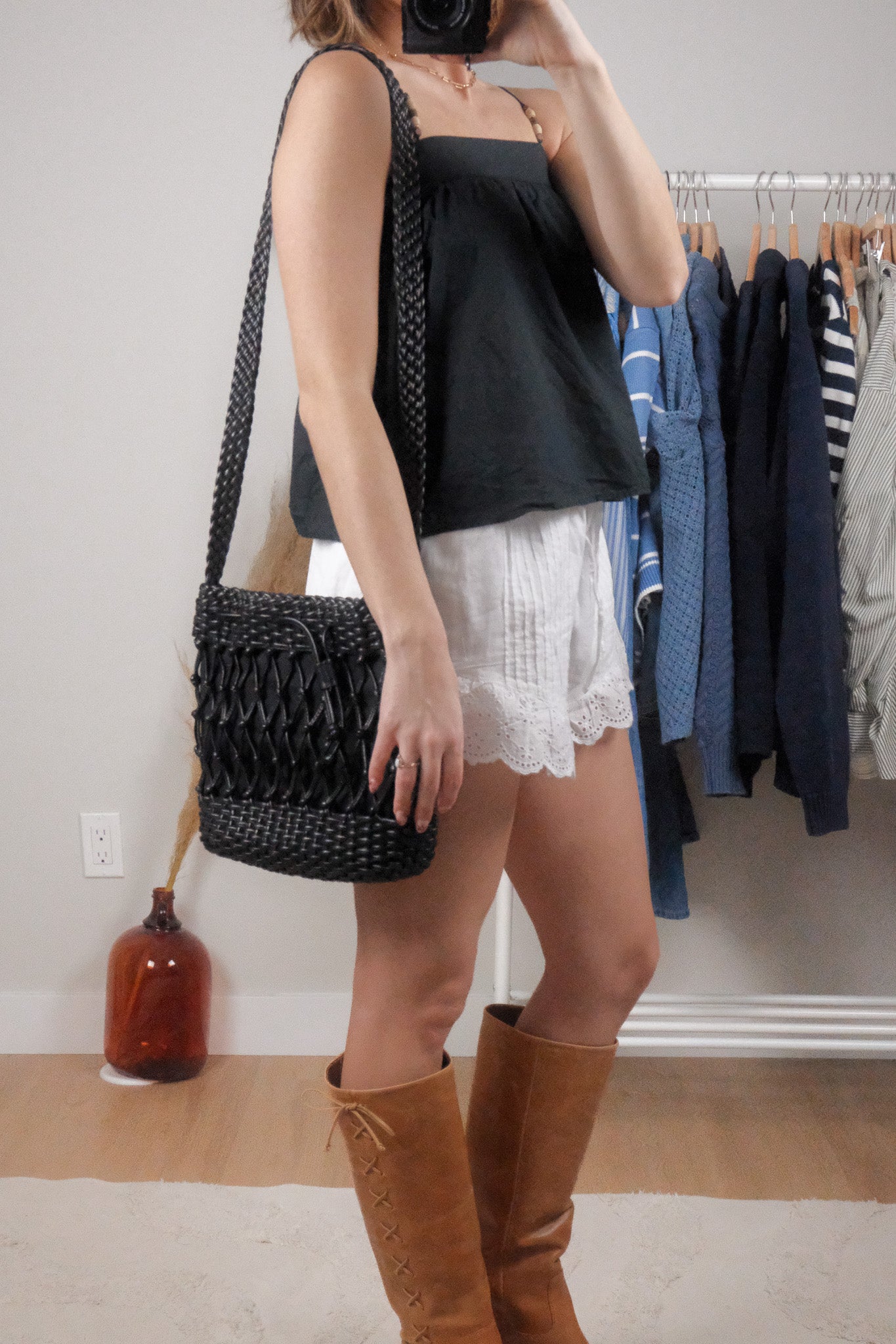 Vintage x Leather & Cotton Purse