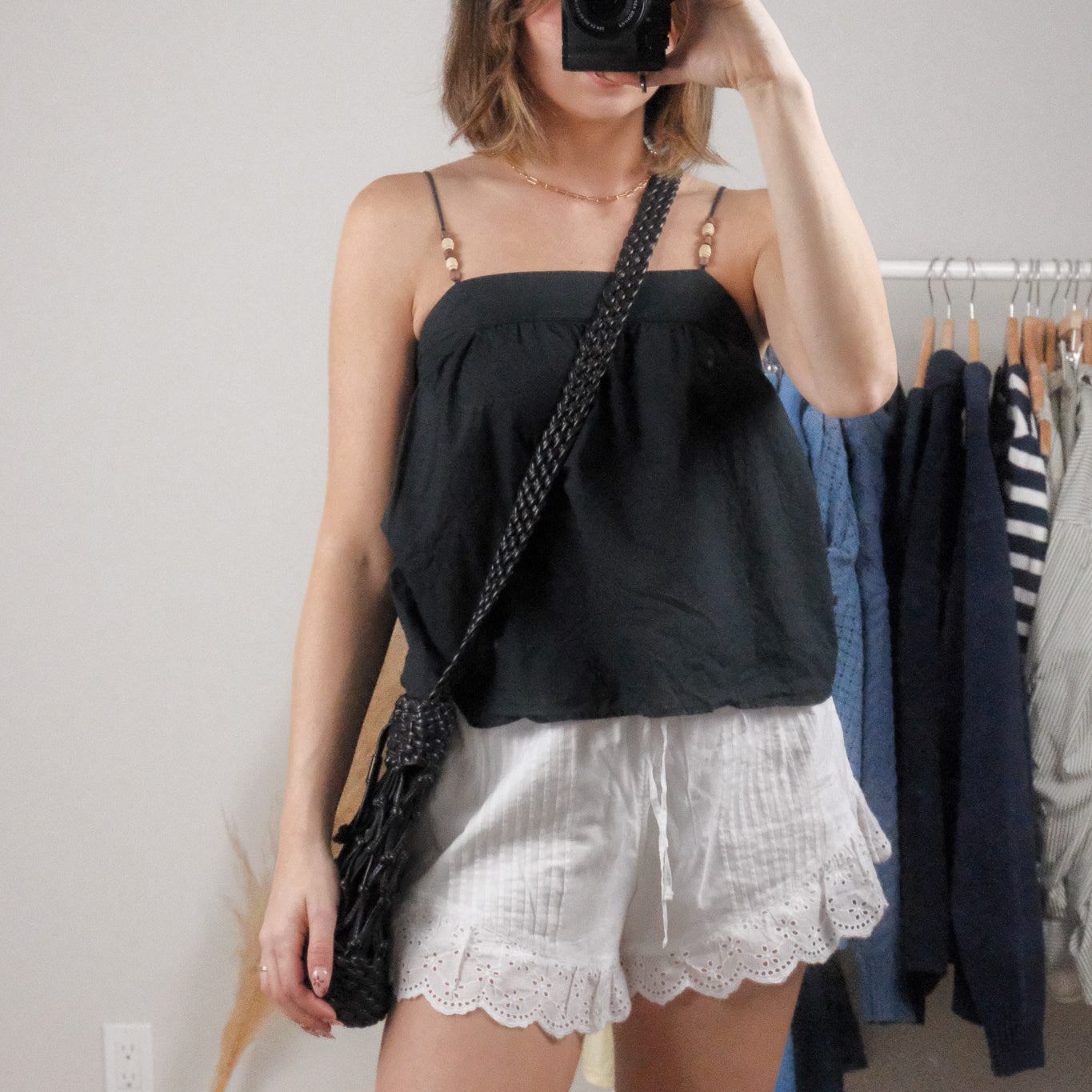 Vintage x Leather & Cotton Purse