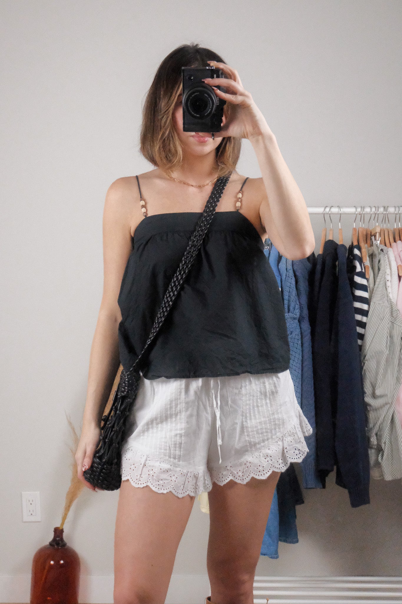 Vintage x Leather & Cotton Purse