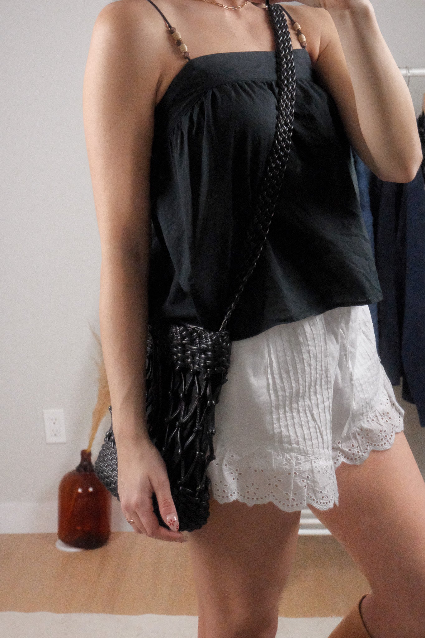 Vintage x Leather & Cotton Purse