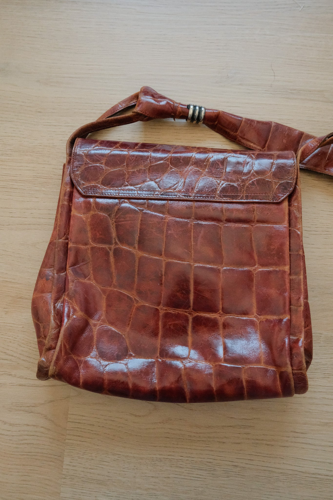 Made in Italy x Vintage x Leather Croc Patterned Purse