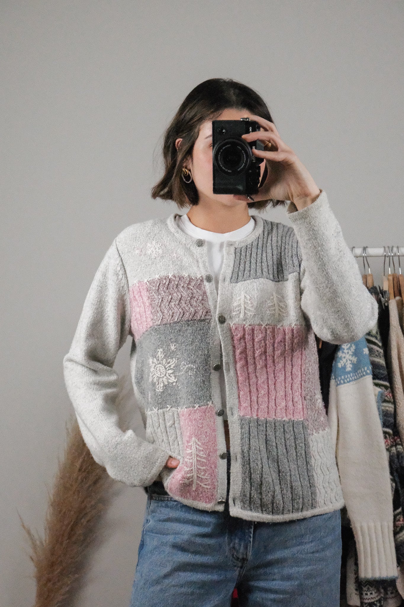 Vintage x Embroidered/Beaded Textured Cardigan (S)