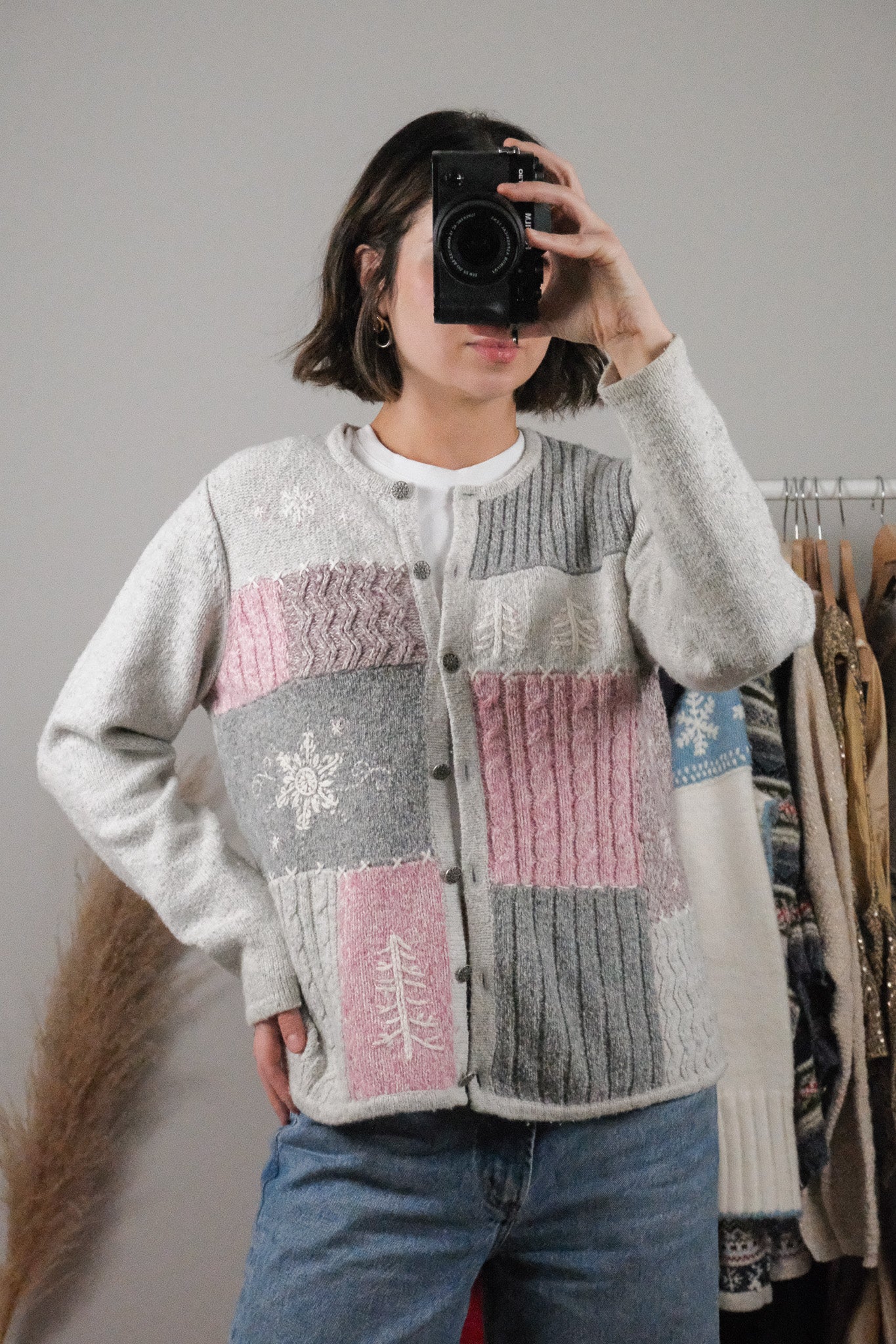 Vintage x Embroidered/Beaded Textured Cardigan (S)