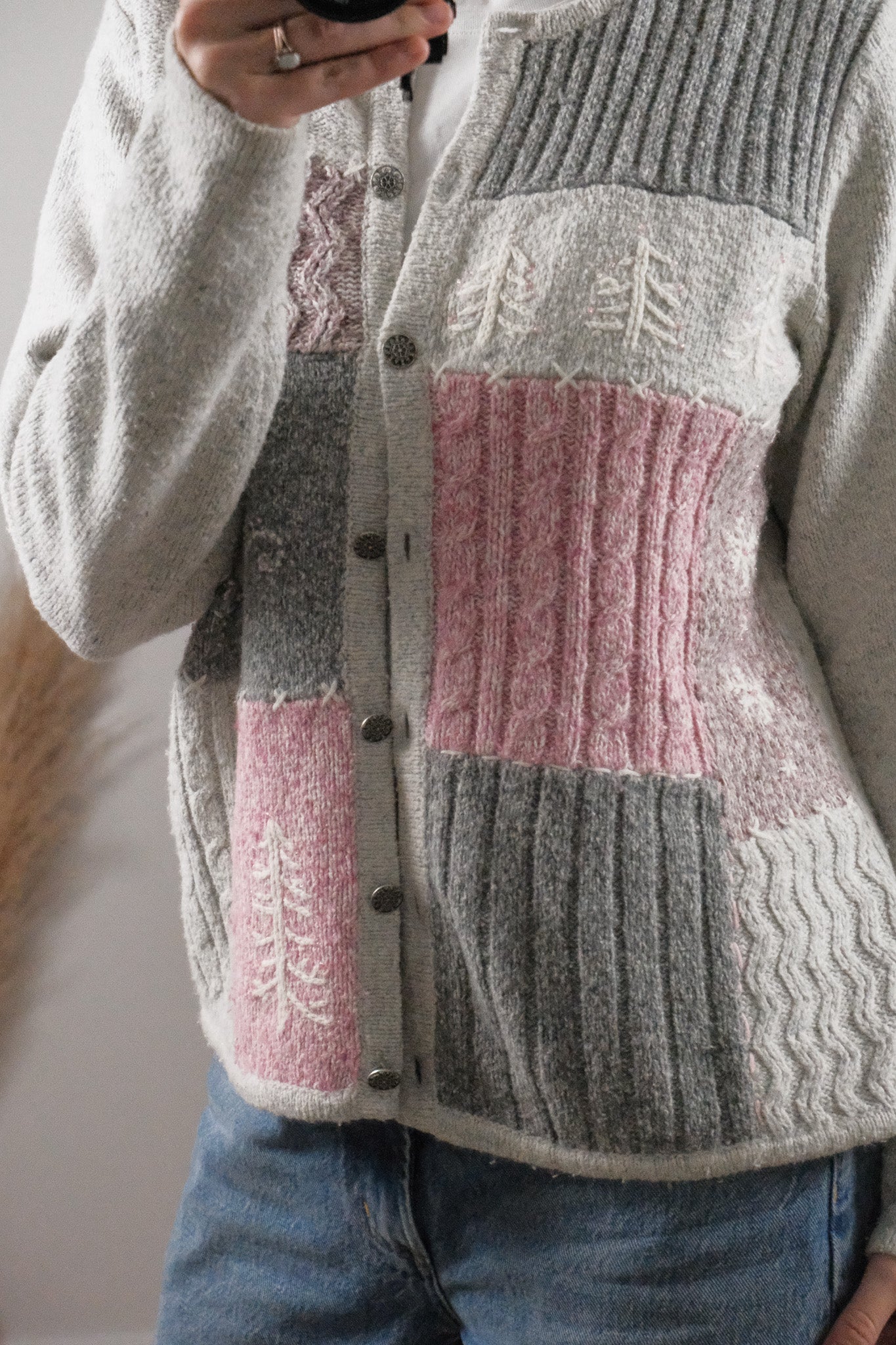 Vintage x Embroidered/Beaded Textured Cardigan (S)