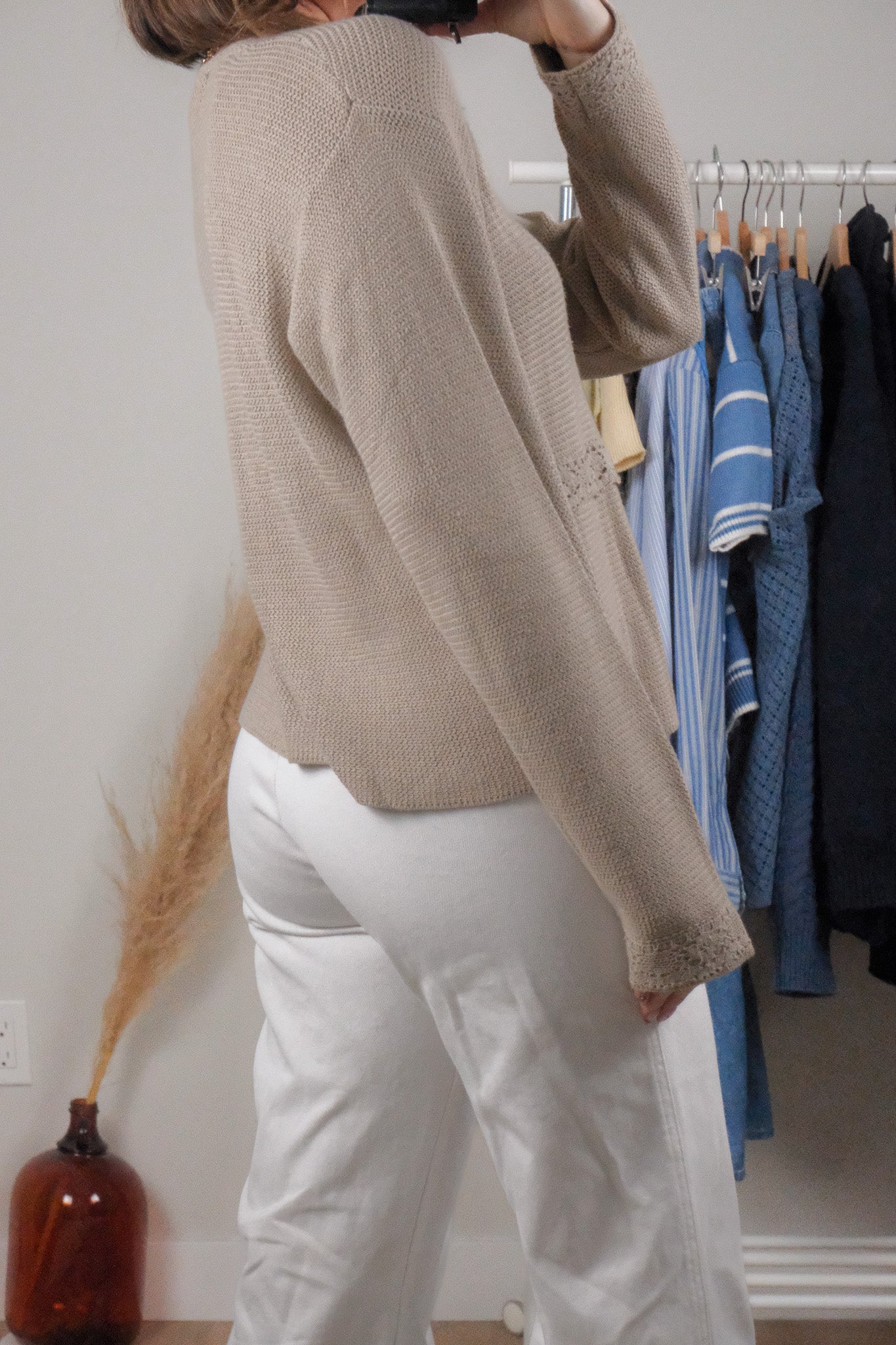 Vintage x Linen/Cotton Lace Detail Cardigan (S-M)