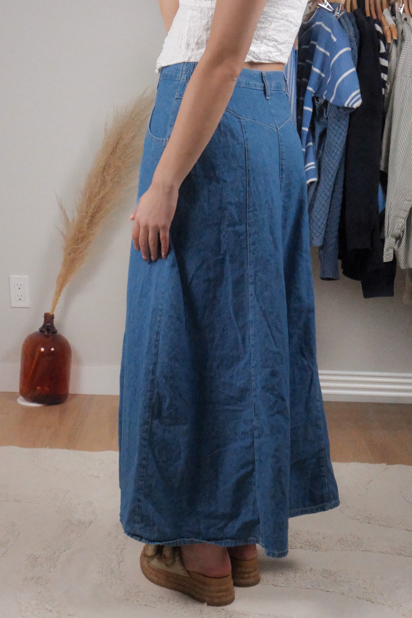 Made in Canada x Vintage x Button Denim Maxi Skirt (6/8)
