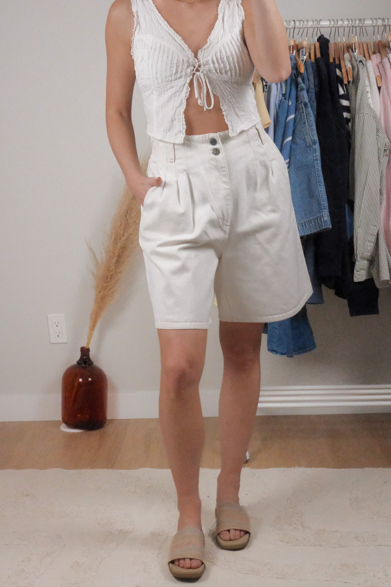 Made in USA x Vintage x Cotton Pleated Jorts (L)