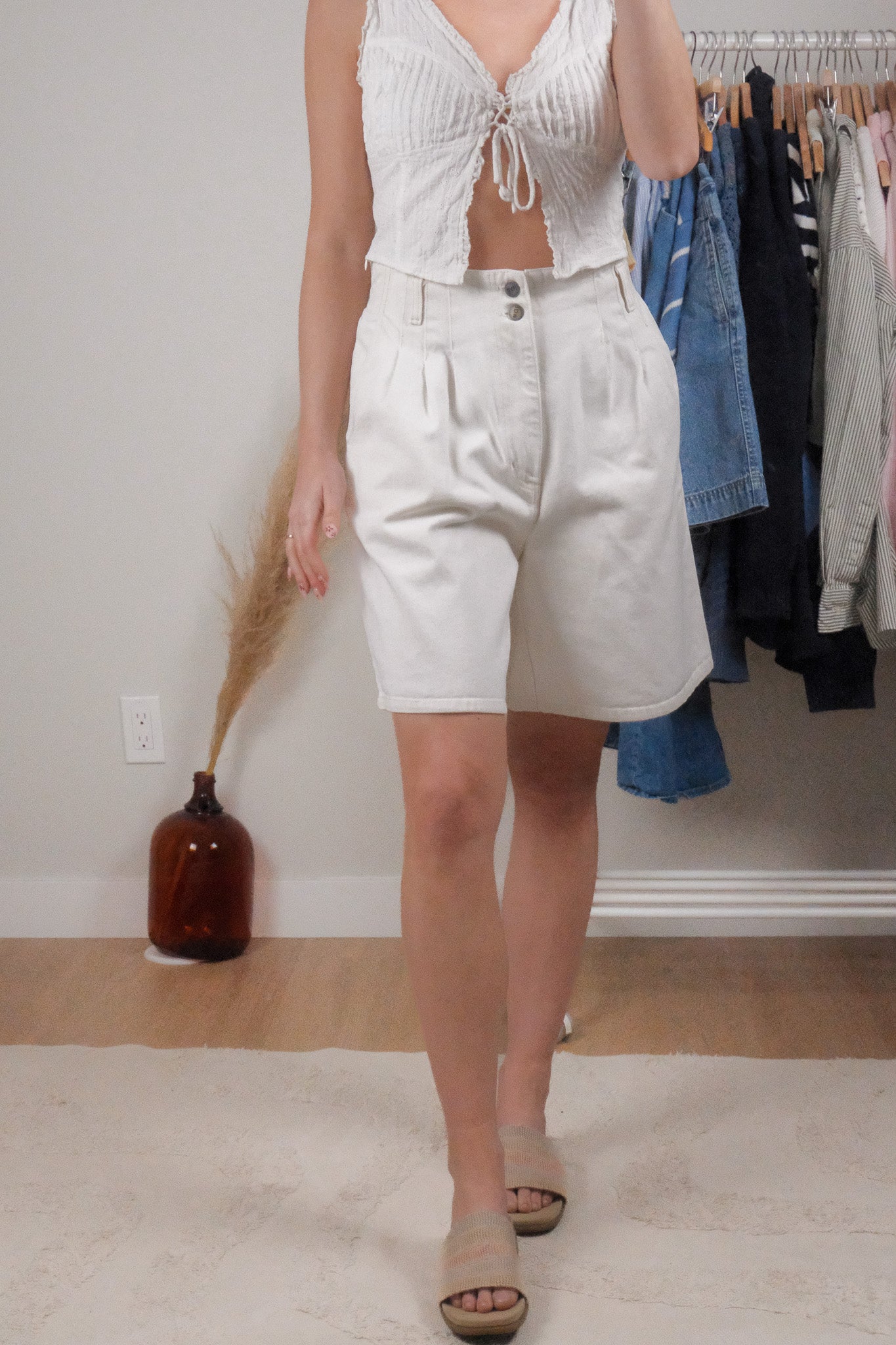 Made in USA x Vintage x Cotton Pleated Jorts (L)