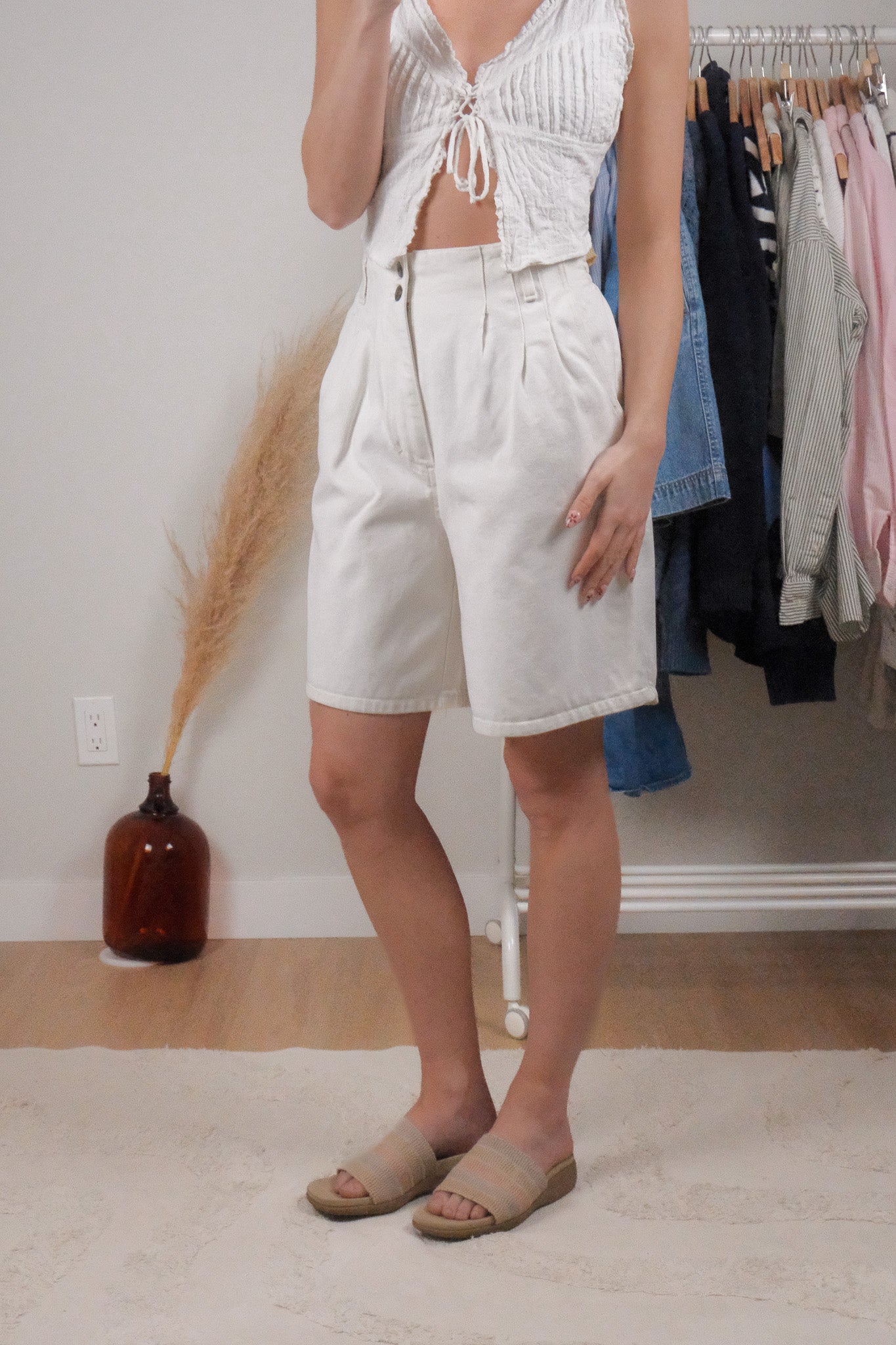 Made in USA x Vintage x Cotton Pleated Jorts (L)