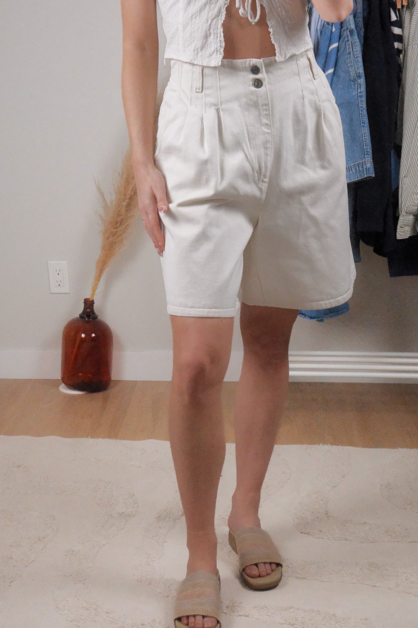 Made in USA x Vintage x Cotton Pleated Jorts (L)
