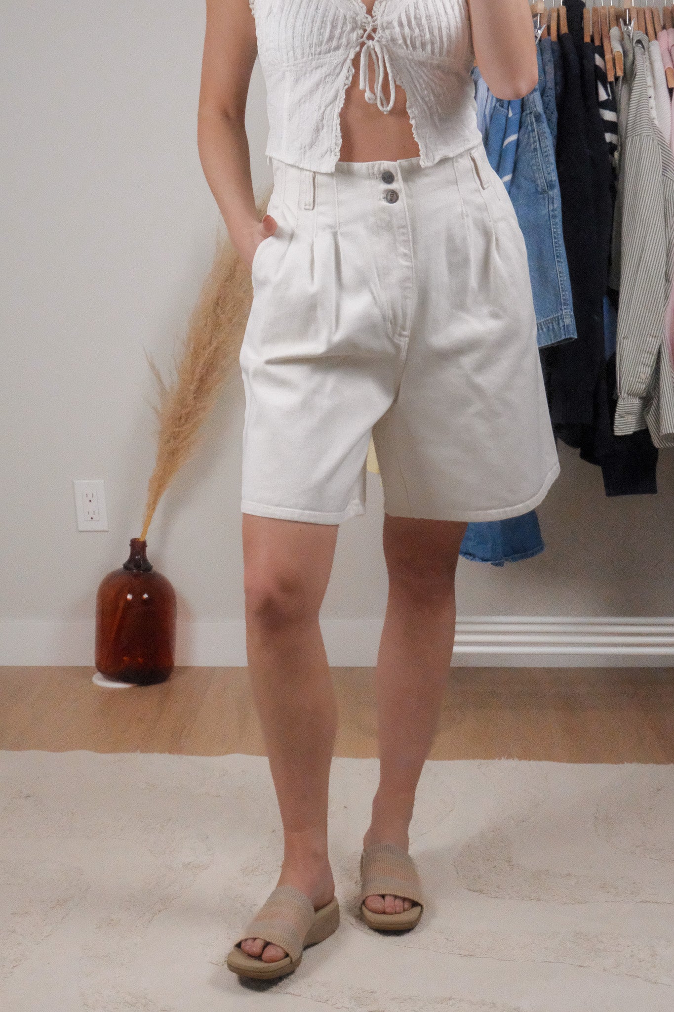 Made in USA x Vintage x Cotton Pleated Jorts (L)