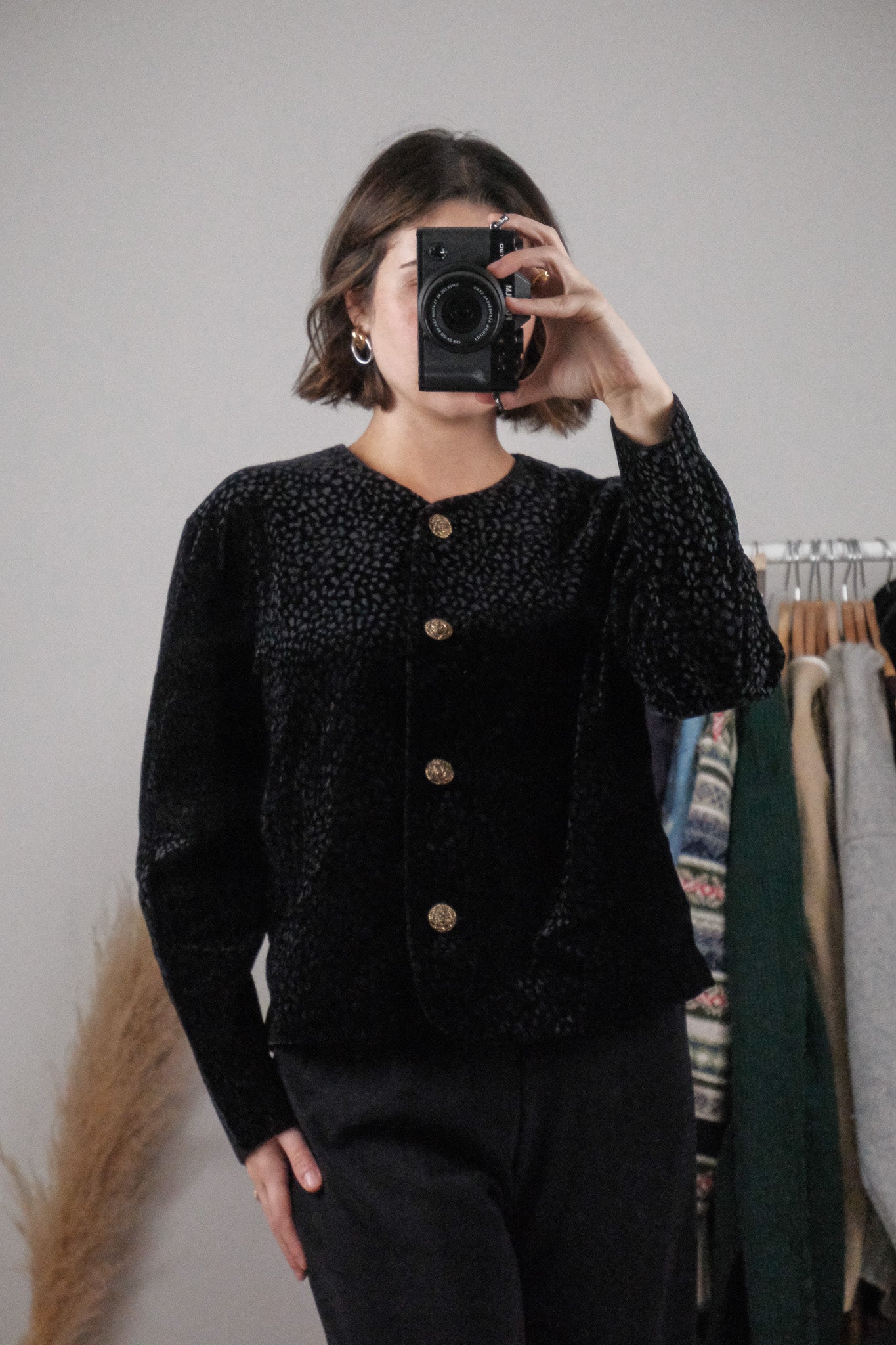 Made in Canada x Vintage x Velvet Cropped Pattern Top/Jacket (10/12)