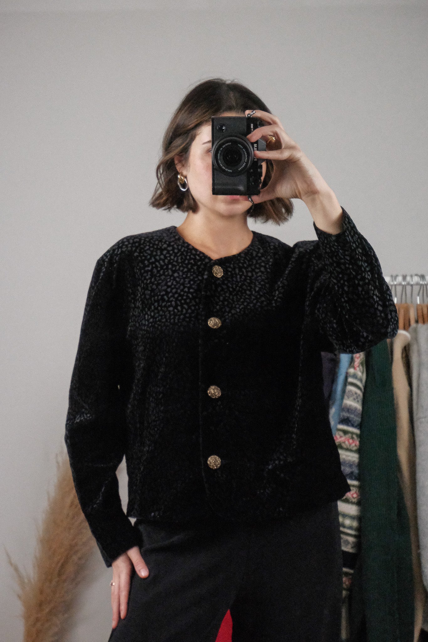 Made in Canada x Vintage x Velvet Cropped Pattern Top/Jacket (10/12)