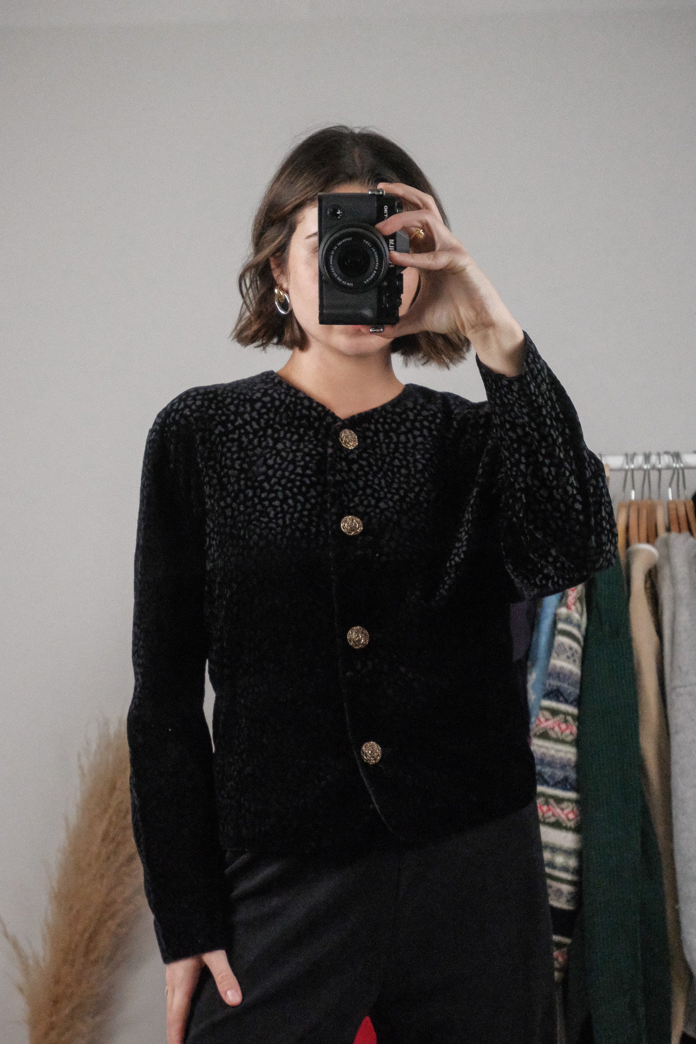 Made in Canada x Vintage x Velvet Cropped Pattern Top/Jacket (10/12)