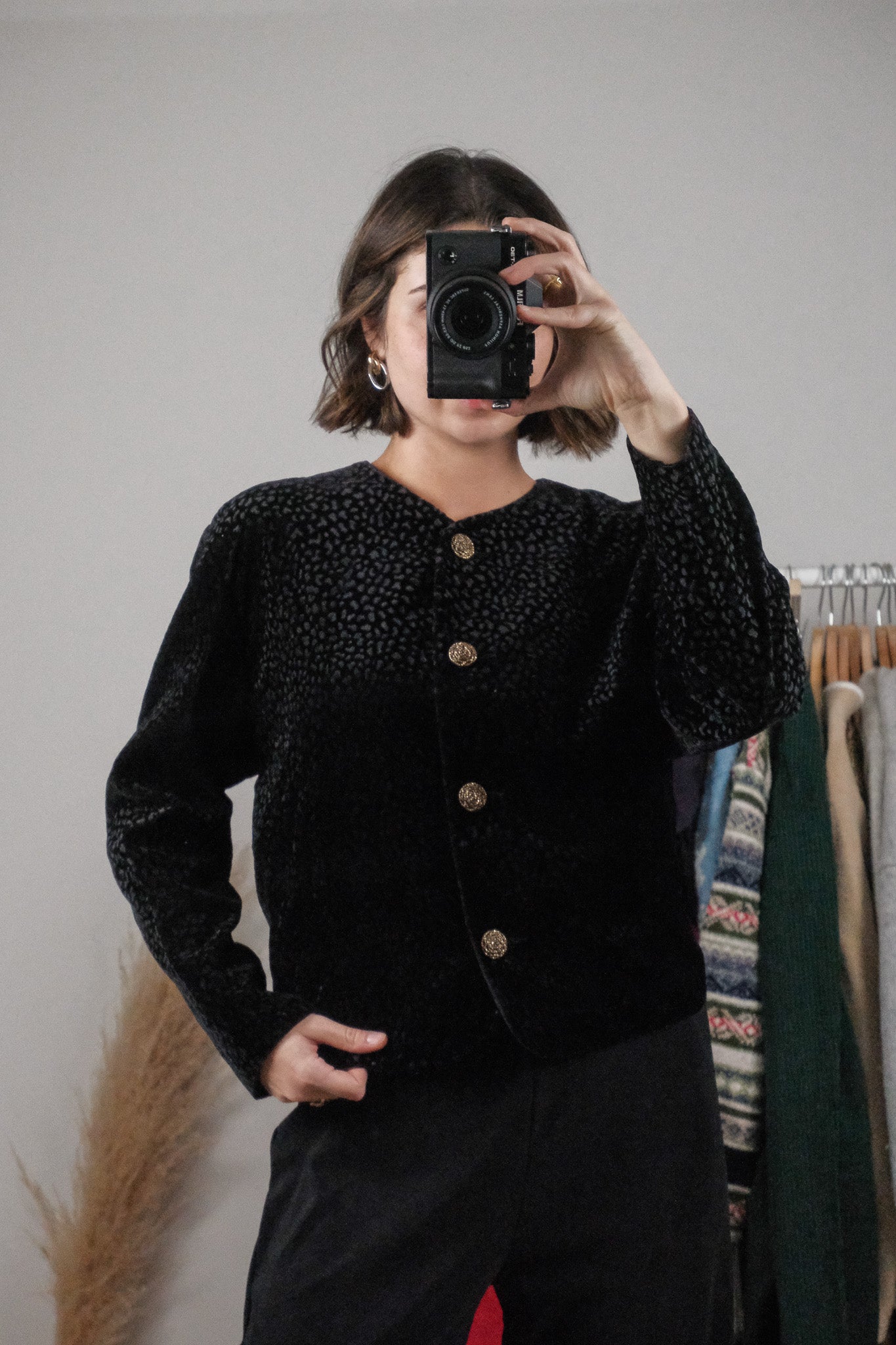 Made in Canada x Vintage x Velvet Cropped Pattern Top/Jacket (10/12)