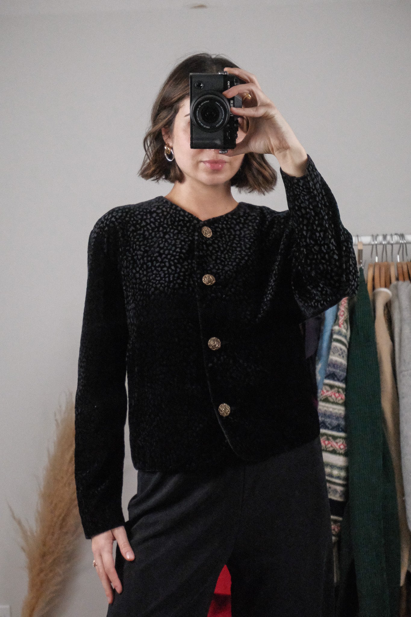 Made in Canada x Vintage x Velvet Cropped Pattern Top/Jacket (10/12)