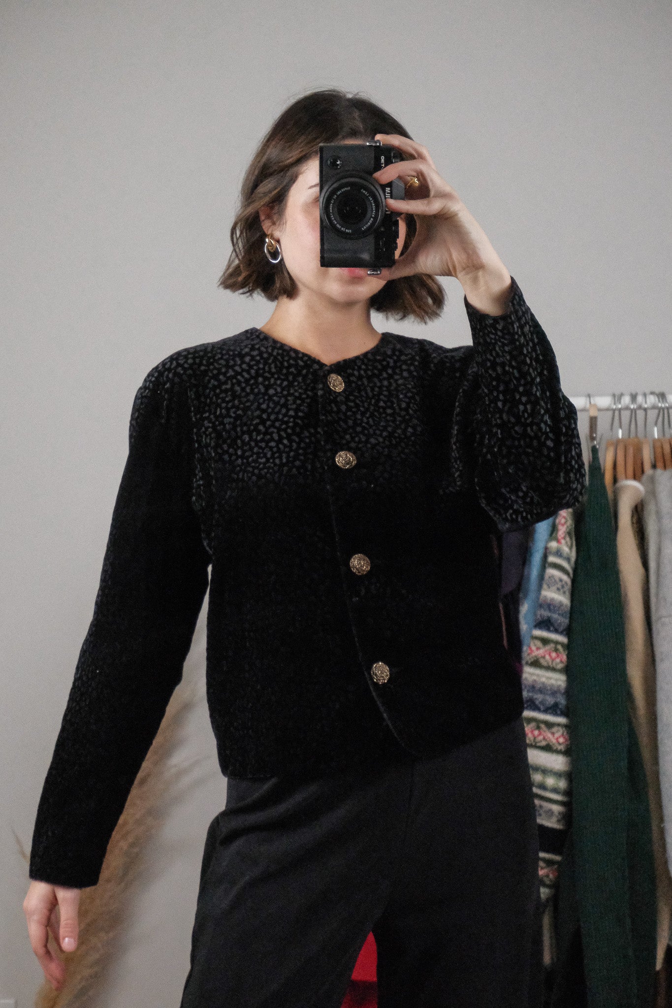 Made in Canada x Vintage x Velvet Cropped Pattern Top/Jacket (10/12)