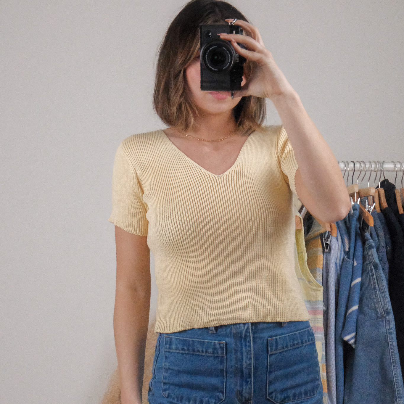Vintage x Cotton Short Sleeve Knit Top (S)