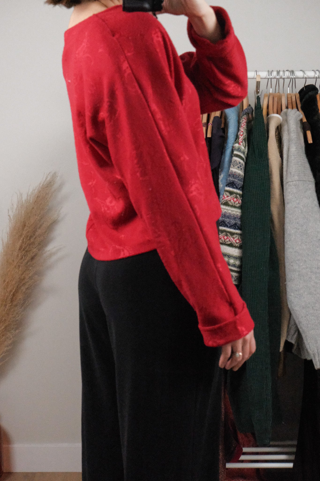 Made in Canada x Vintage x Cropped Patterned Cardigan (M)