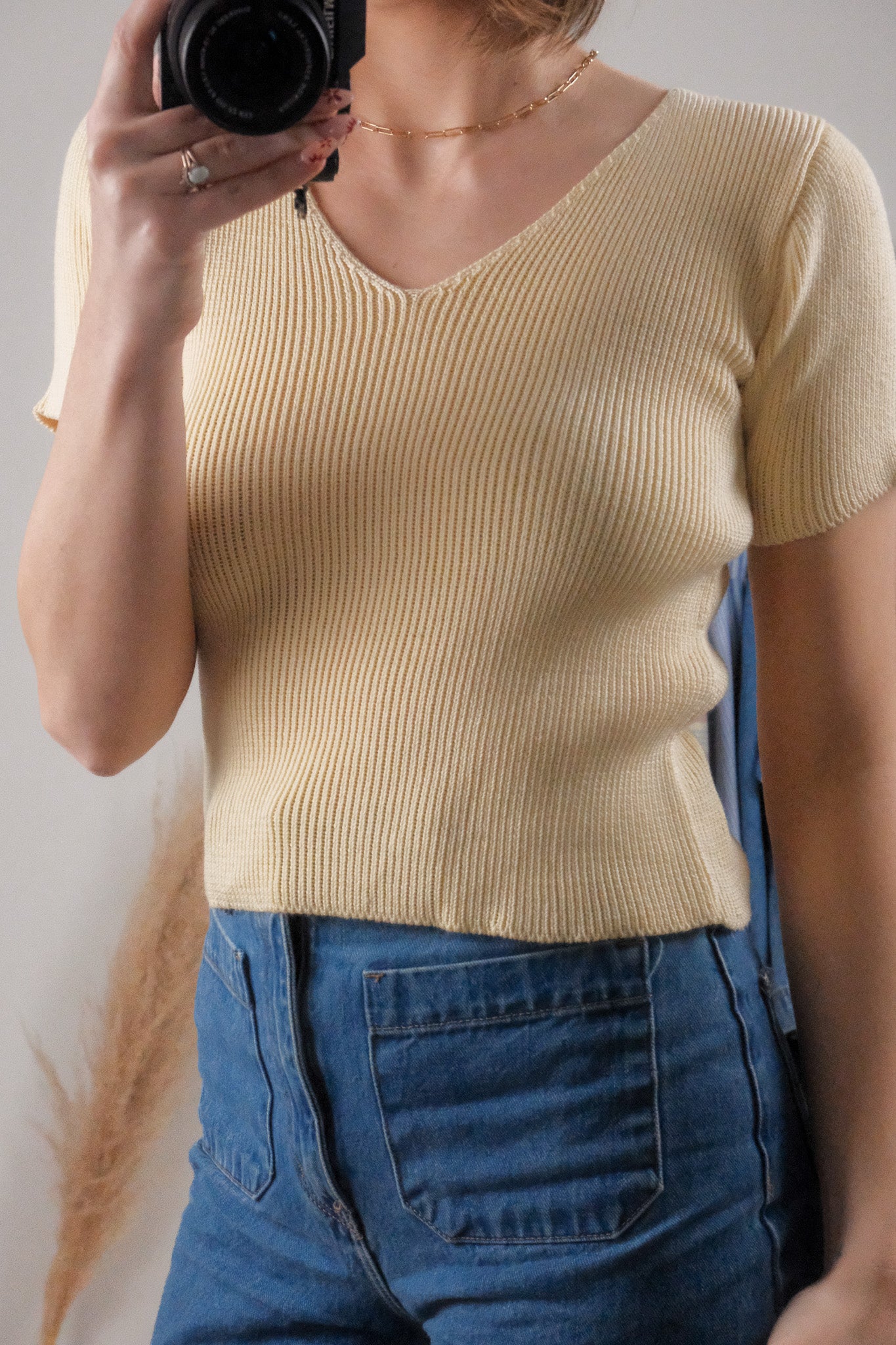 Vintage x Cotton Short Sleeve Knit Top (S)