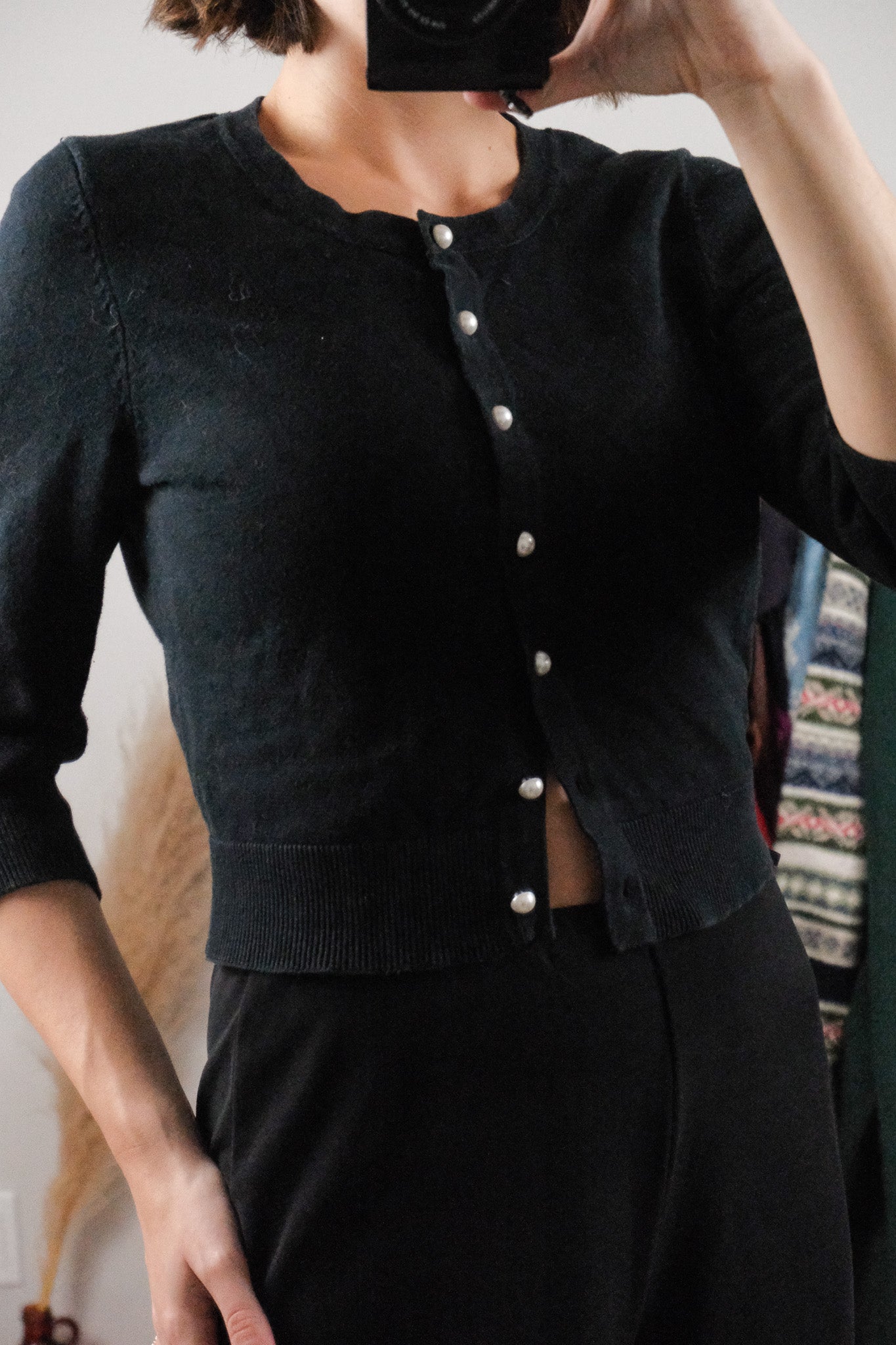 Vintage x 3/4 Sleeve Cardigan (XS)