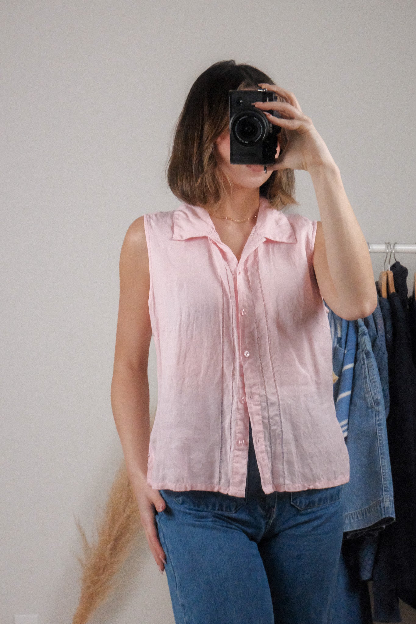 Vintage x 100% Linen Tank Top (L)