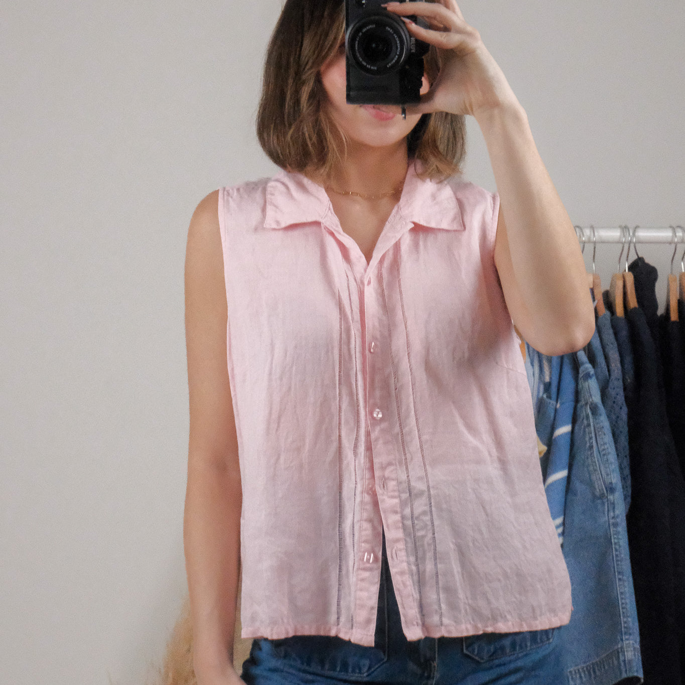Vintage x 100% Linen Tank Top (L)