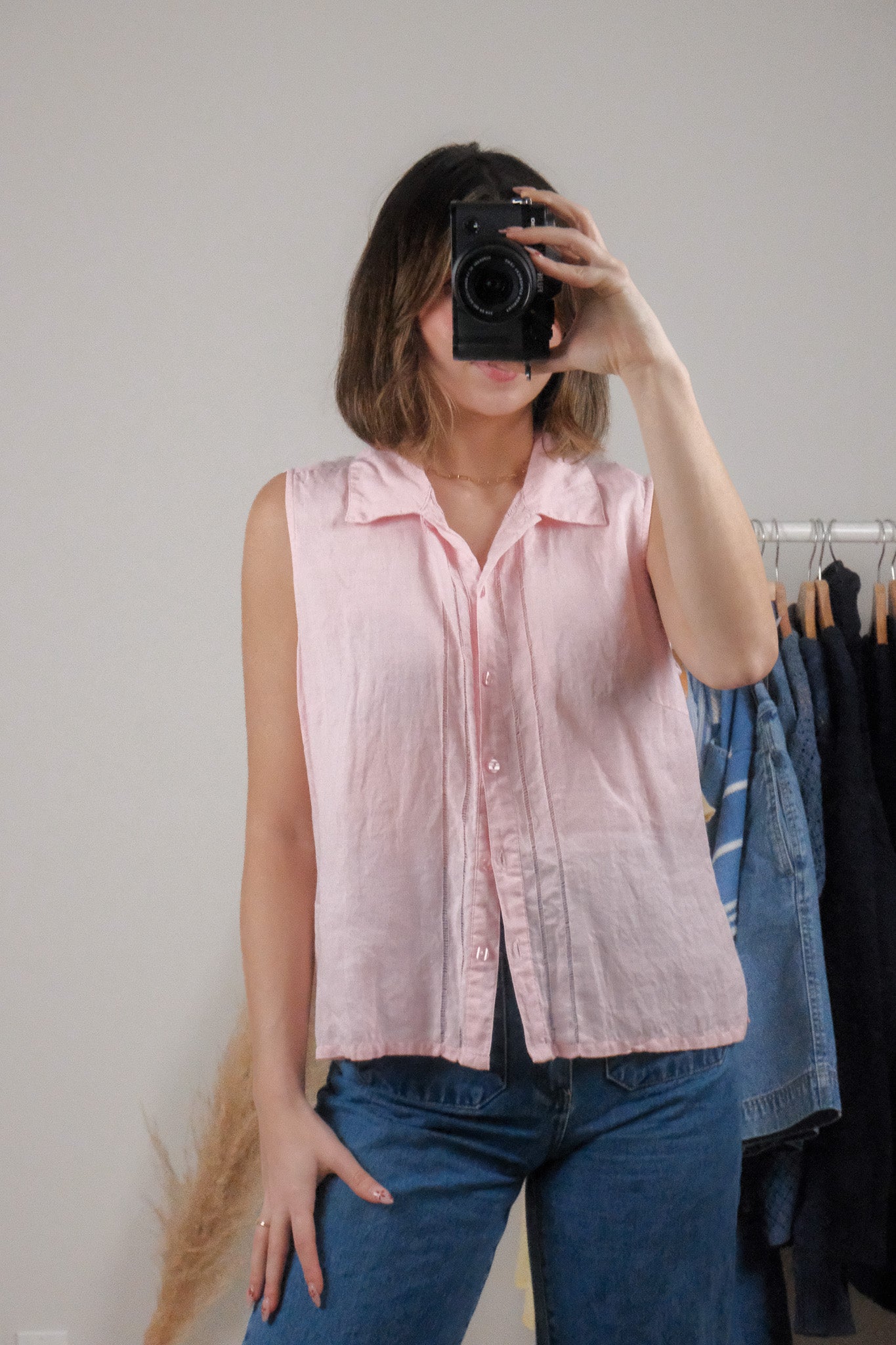 Vintage x 100% Linen Tank Top (L)