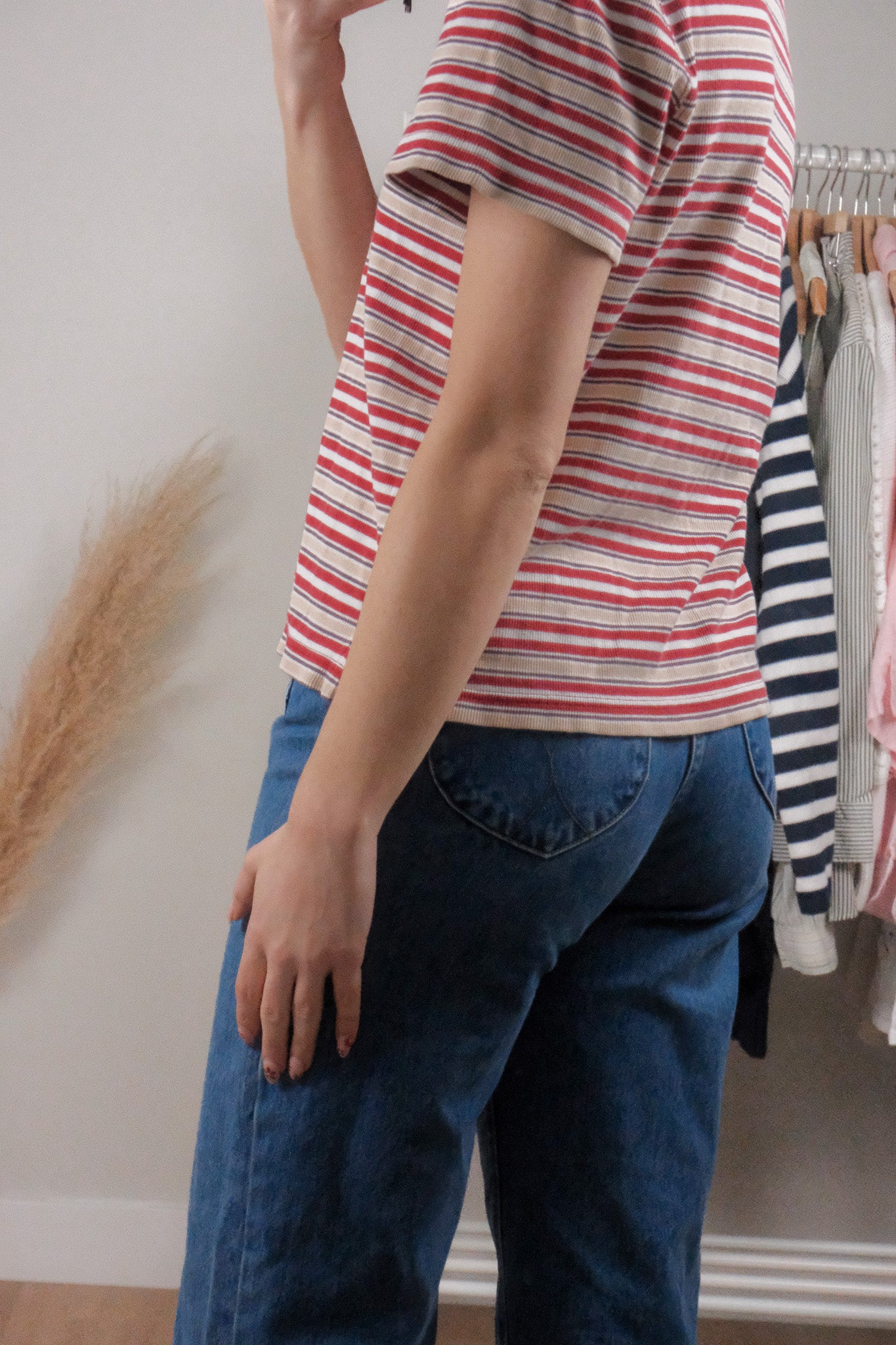 Vintage x Striped V-Neck Tee (L)