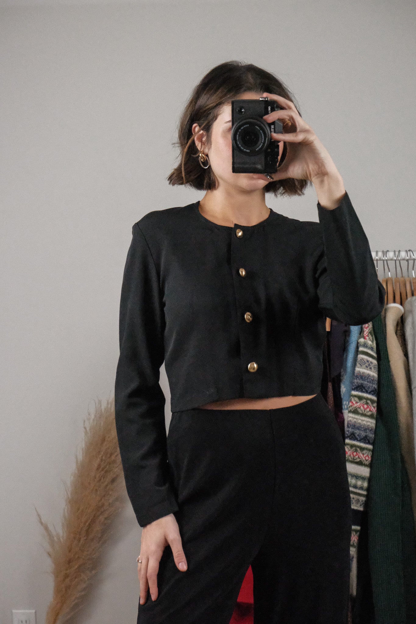 Made in Canada x Vintage x Cropped Button Long-Sleeve (XS/S)