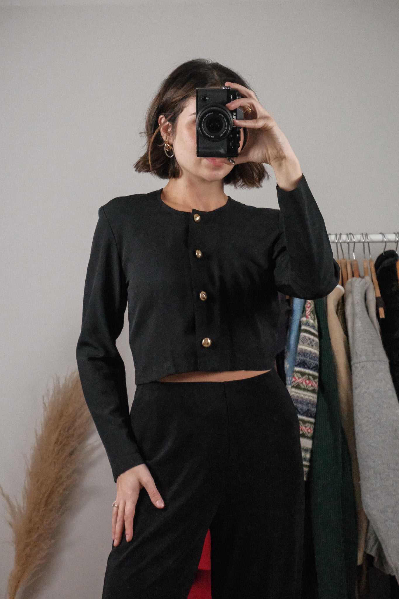 Made in Canada x Vintage x Cropped Button Long-Sleeve (XS/S)