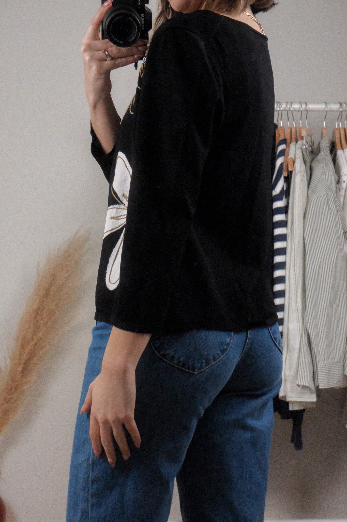 Vintage x Beaded Tie Flower Cardigan (L)