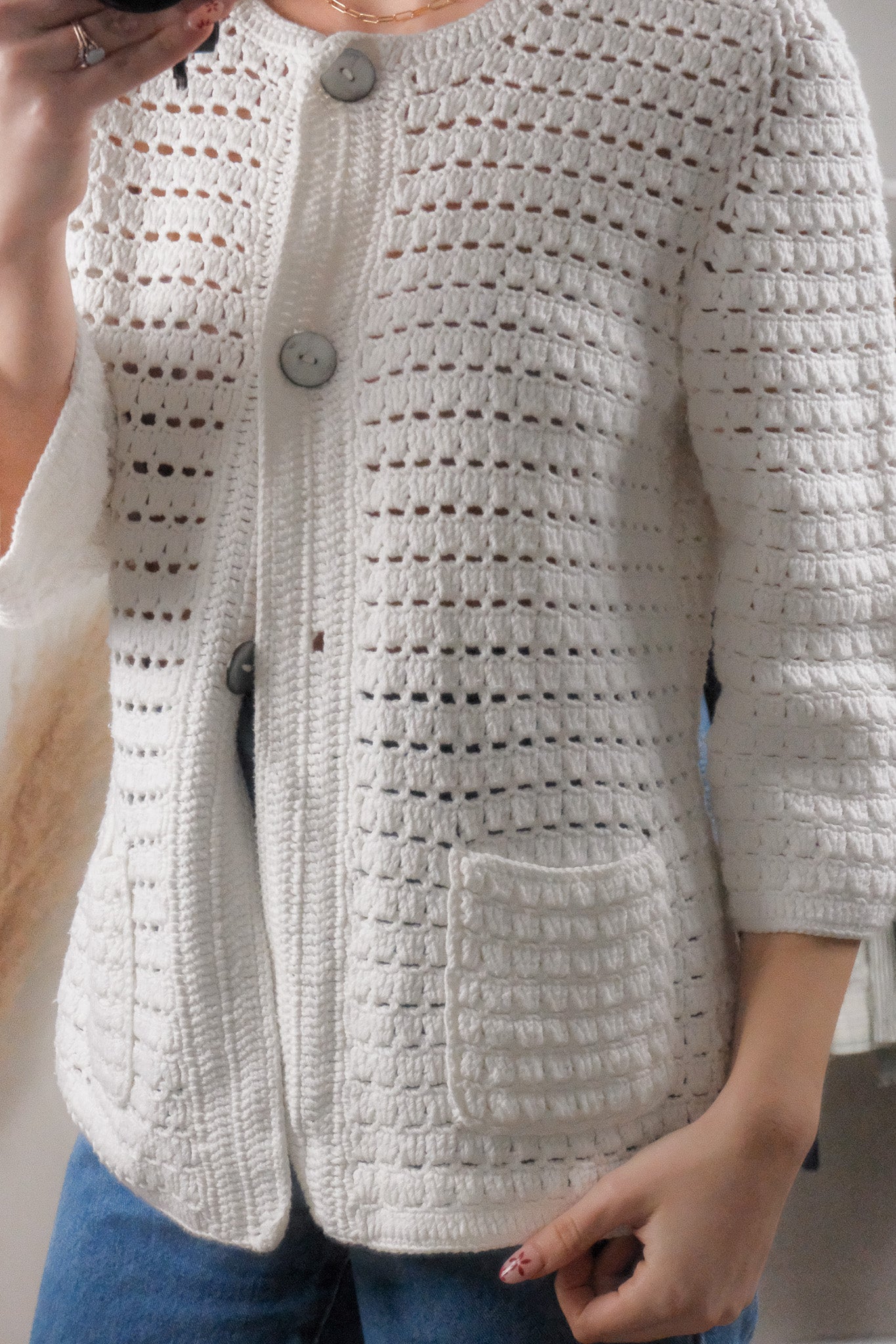 Vintage x Knit by Hand Cotton Cardigan (M/L)