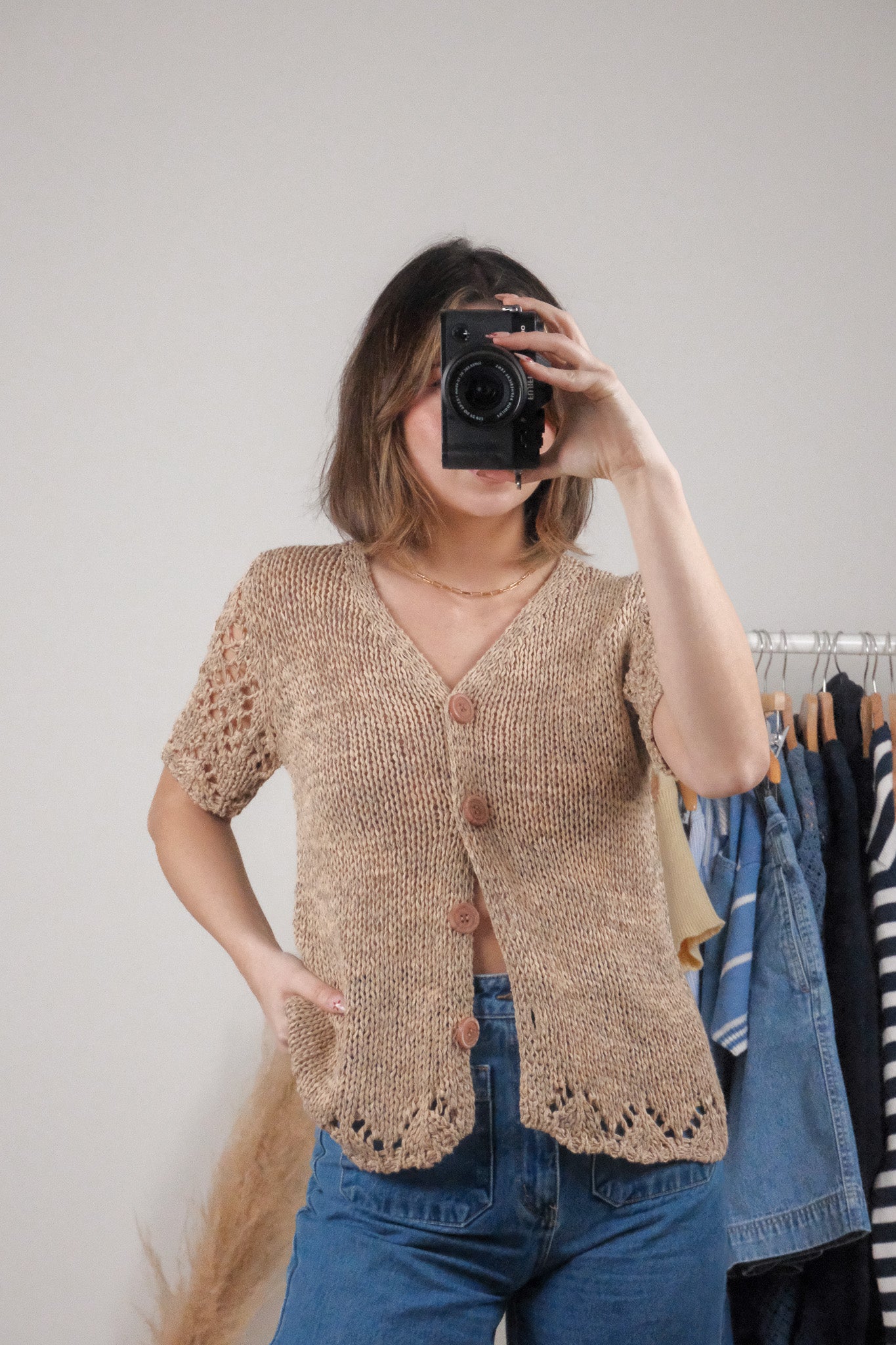 Vintage x Short-Sleeve Cardigan (M)