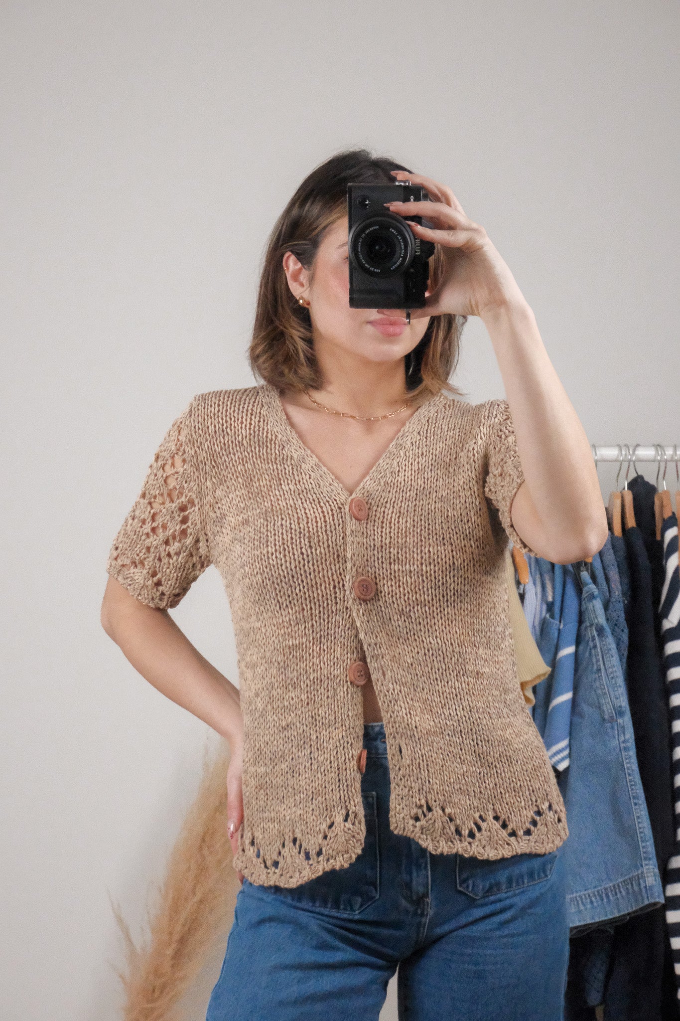 Vintage x Short-Sleeve Cardigan (M)