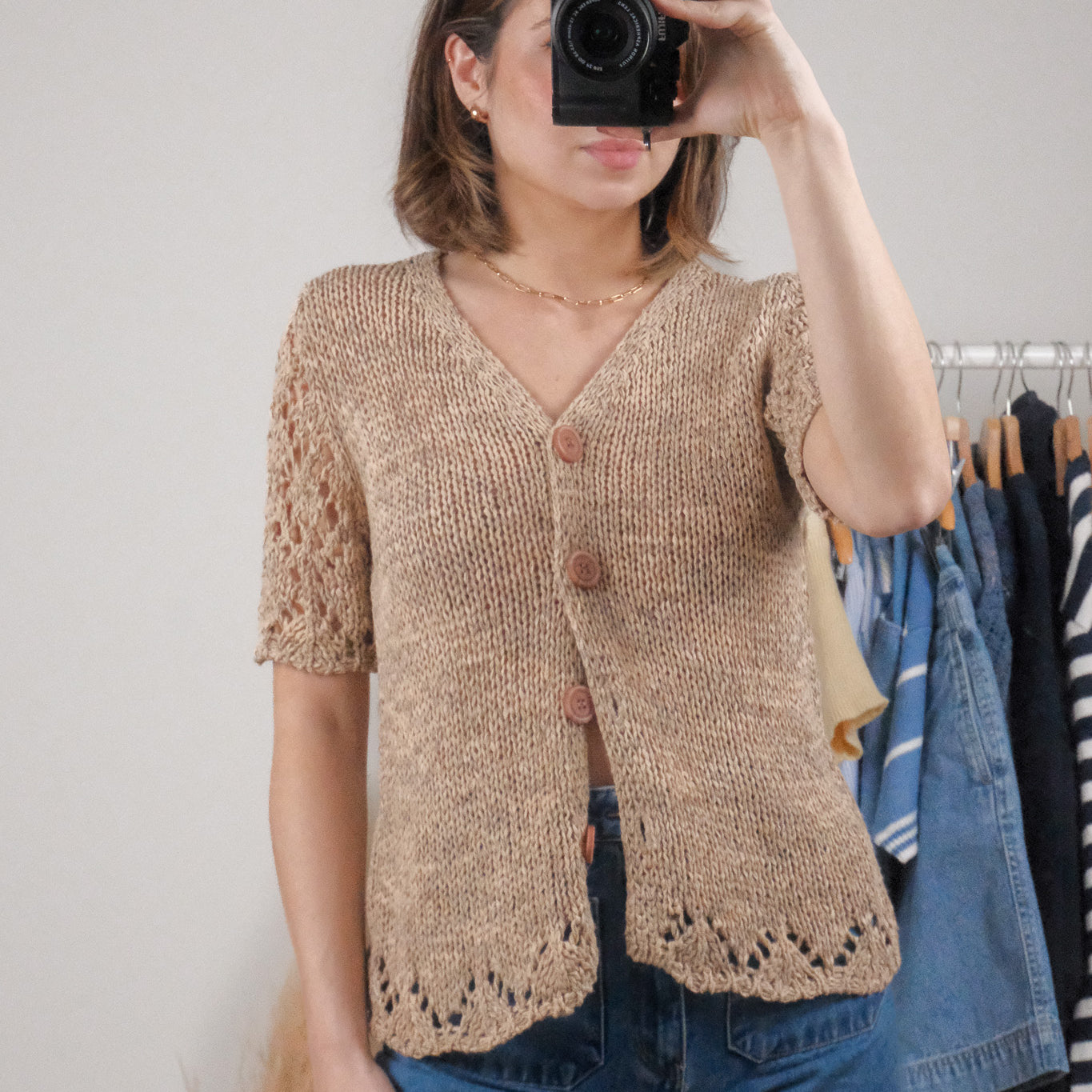 Vintage x Short-Sleeve Cardigan (M)