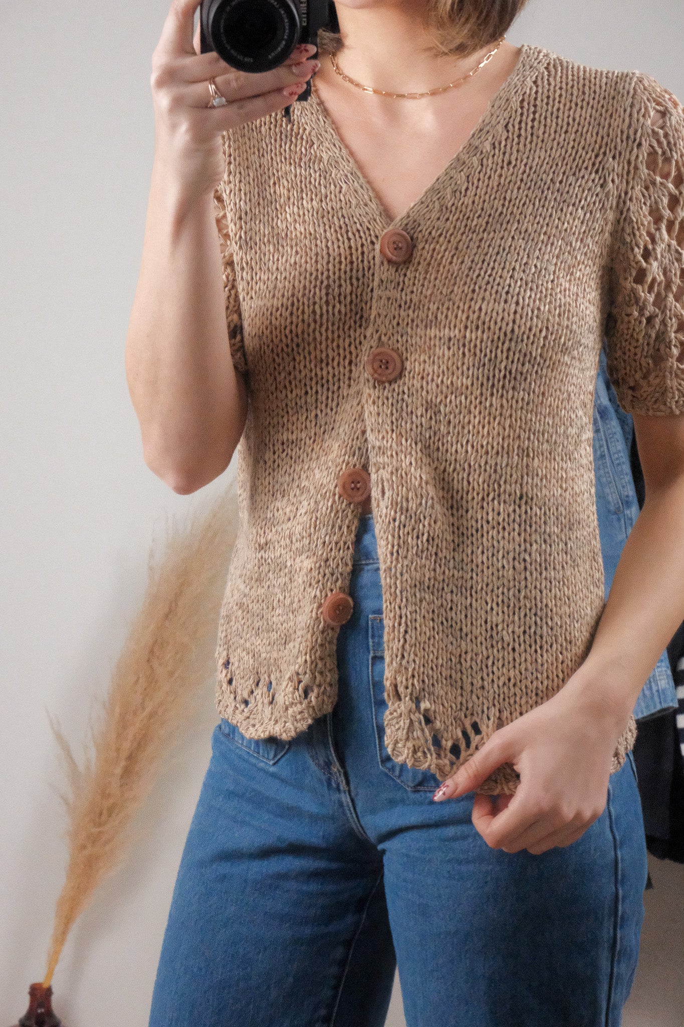 Vintage x Short-Sleeve Cardigan (M)