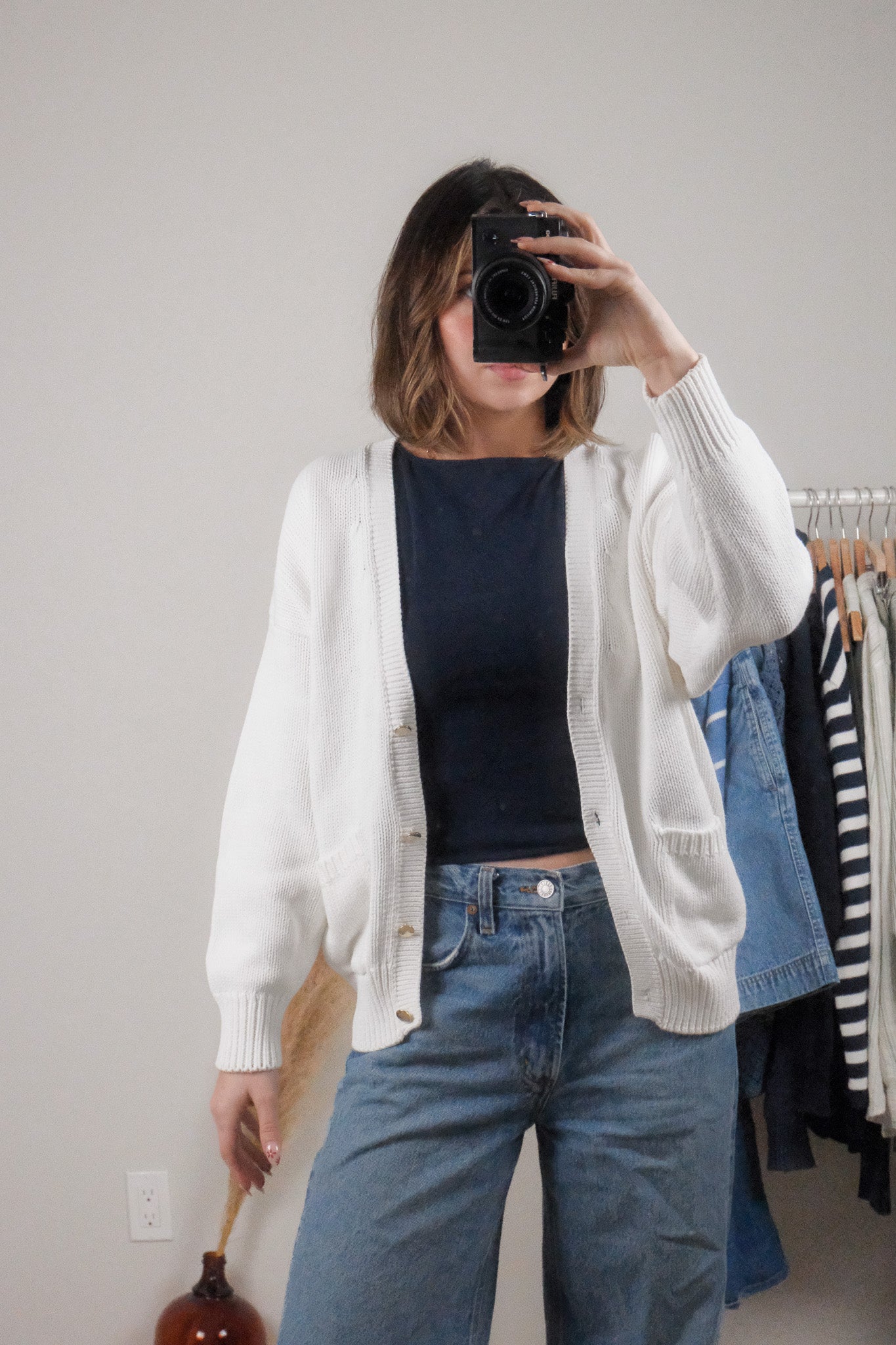Vintage x Chunky Knit Cotton Cardigan (M)