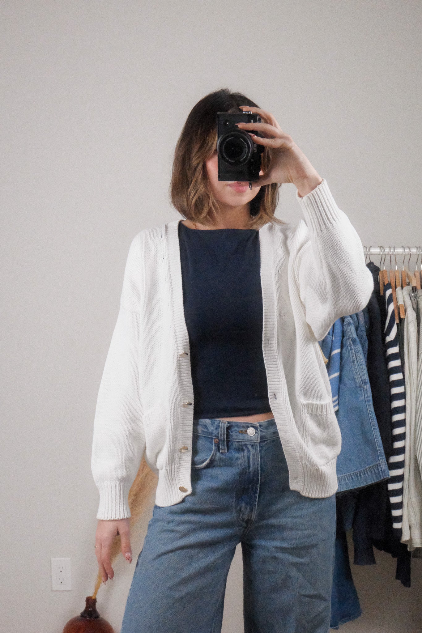 Vintage x Chunky Knit Cotton Cardigan (M)