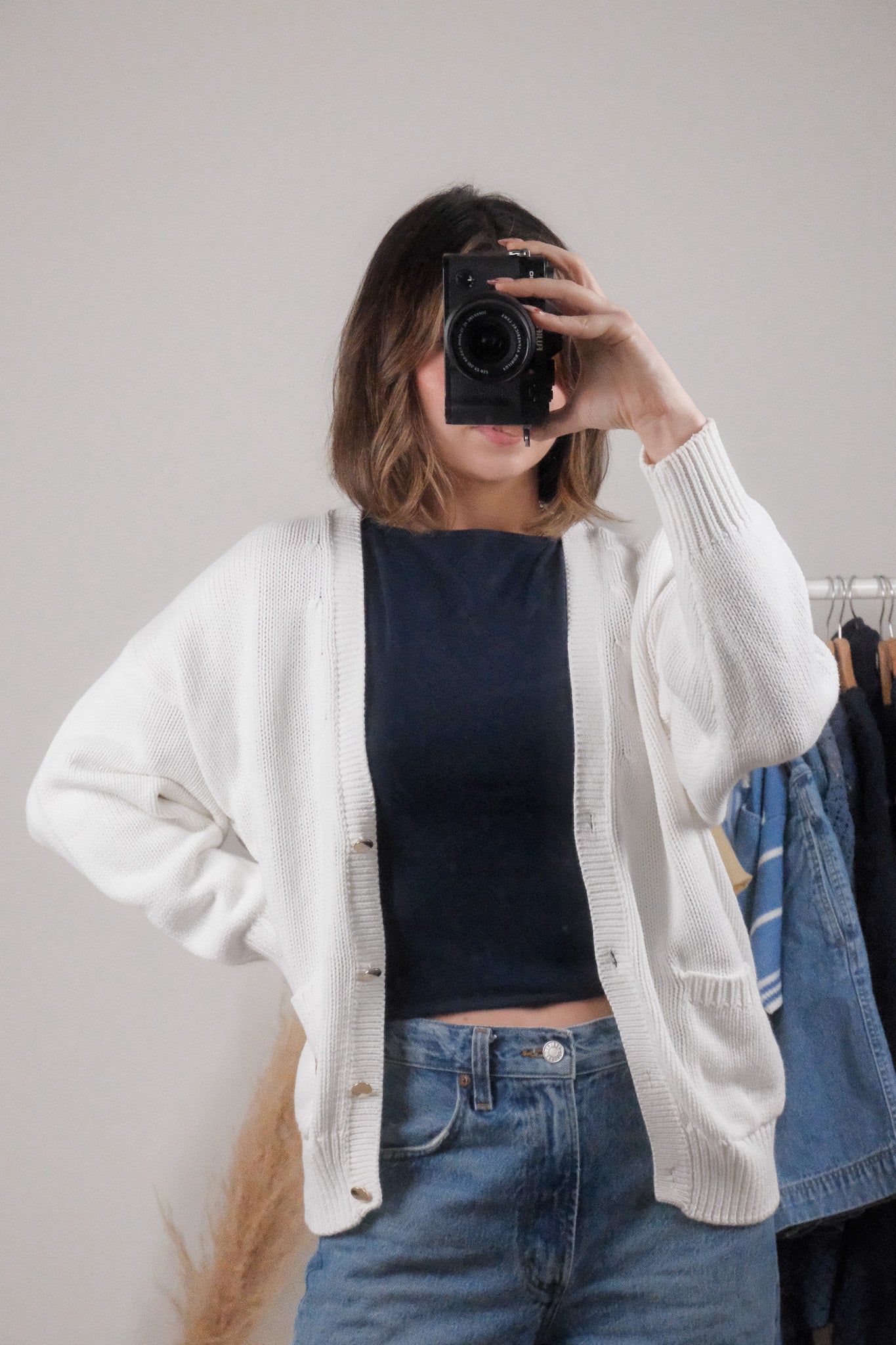 Vintage x Chunky Knit Cotton Cardigan (M)